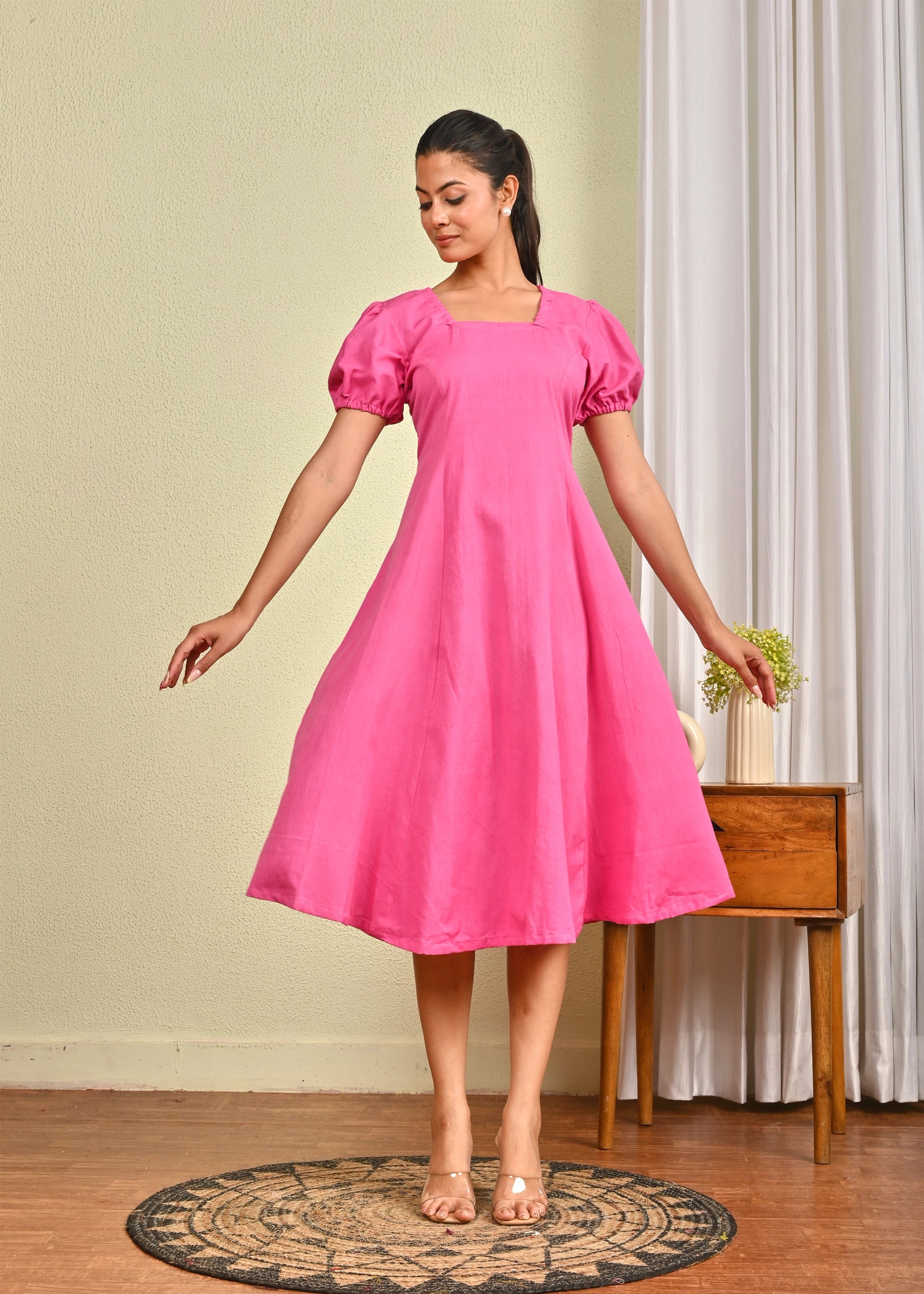 Candy Pop Charm Pink Midi Dress