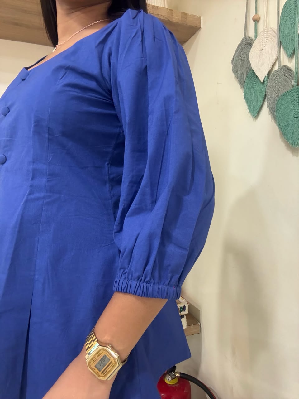 Blue Pleated Top
