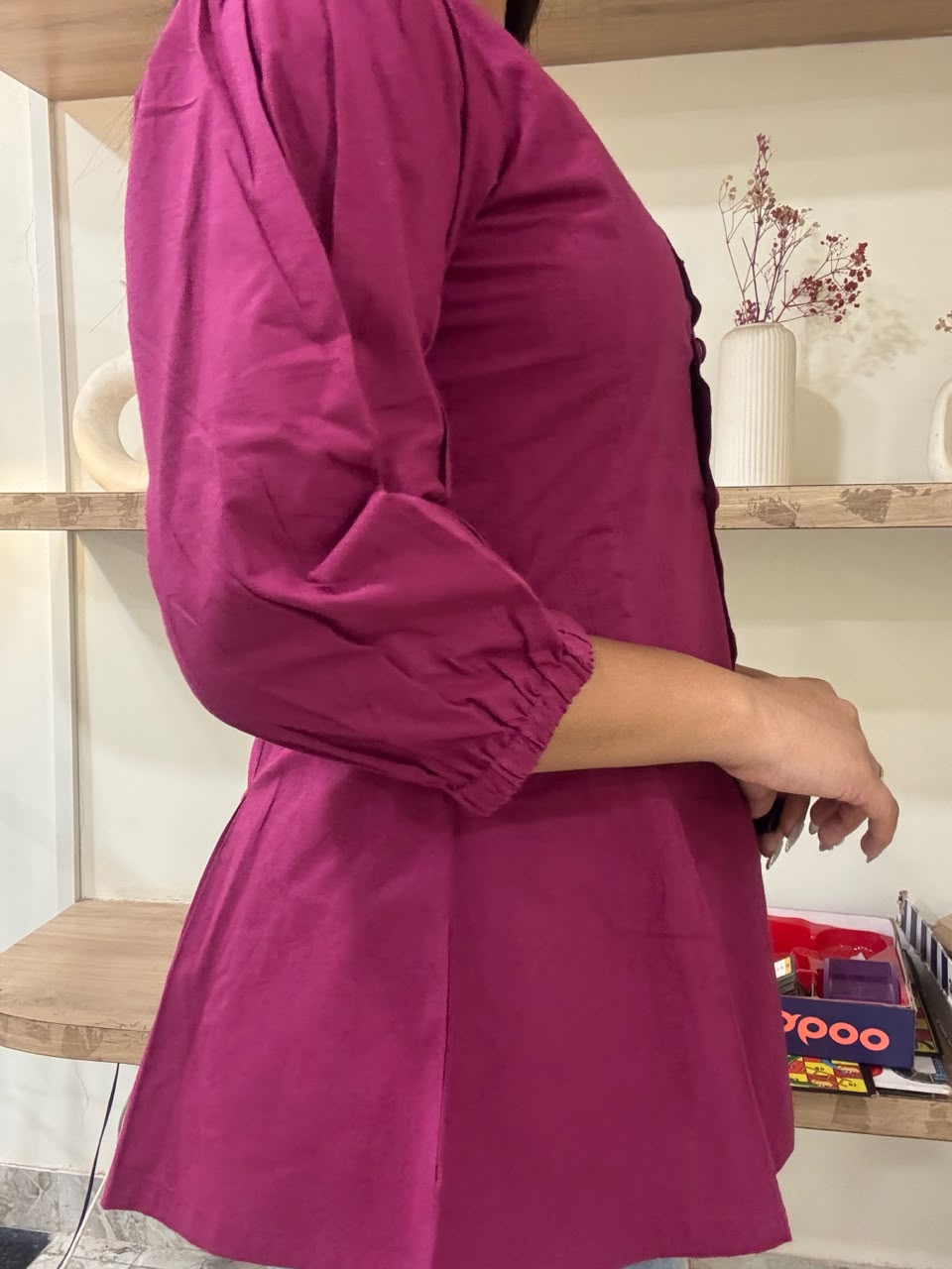 Magenta Pleated Top