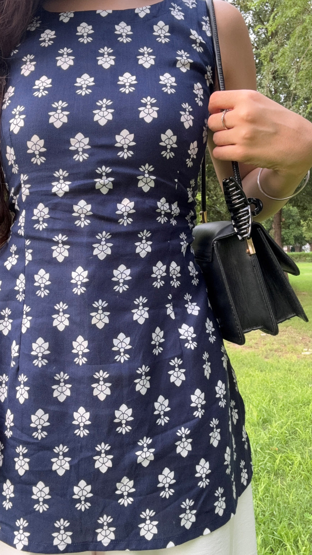 Navy Backless Short Kurti