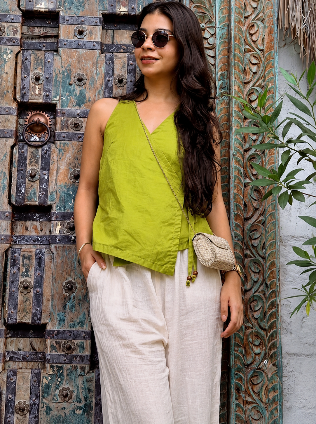 Lime Green Wrap Top