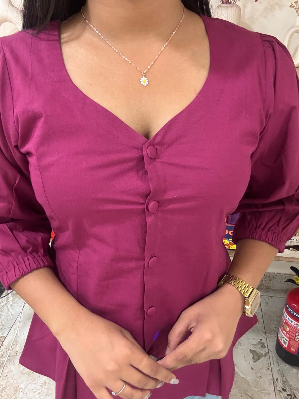 Magenta Pleated Top