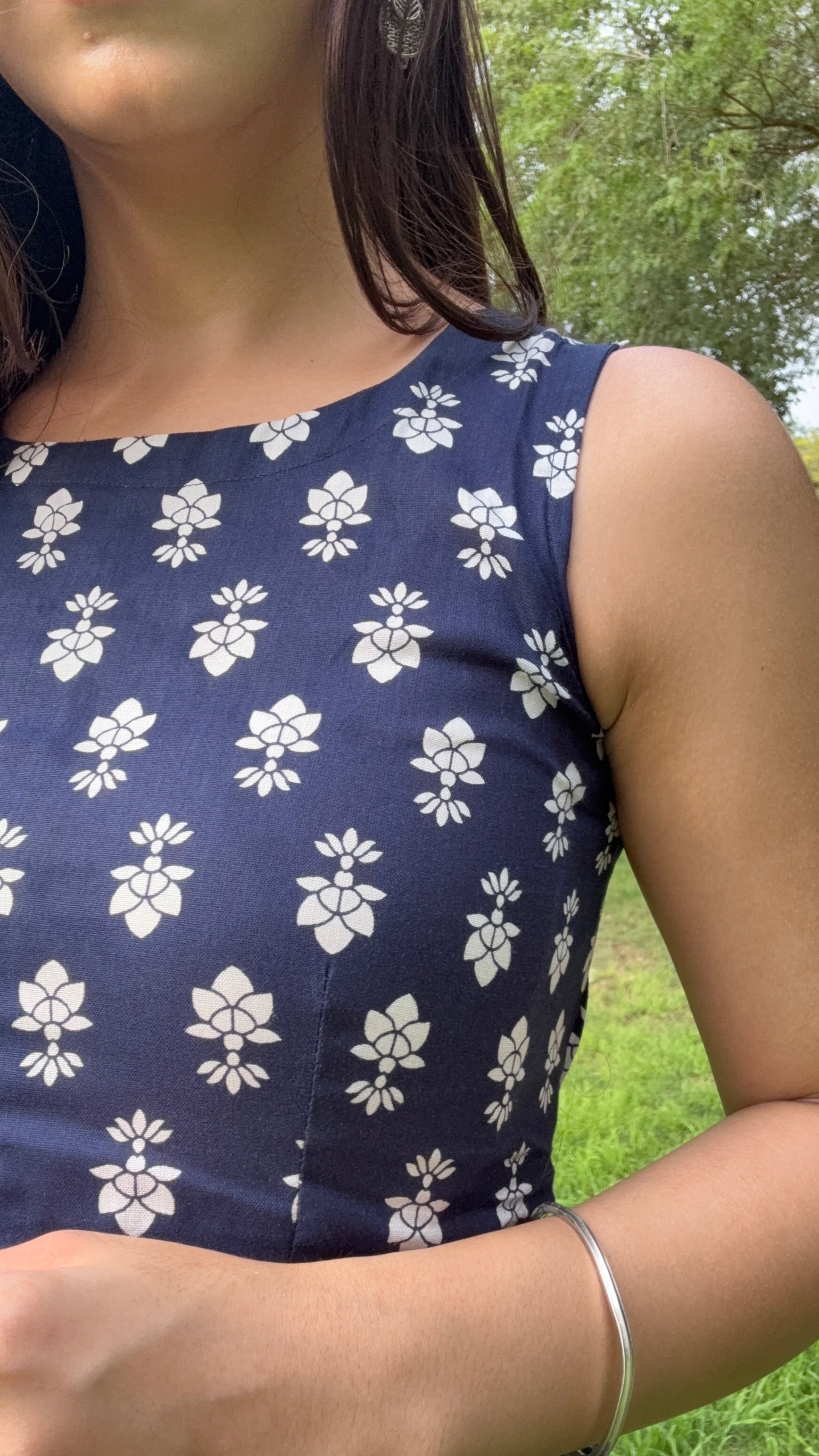Navy Backless Short Kurti