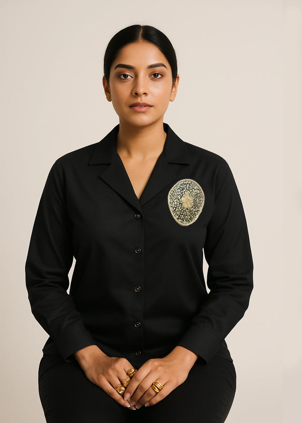 Gold Motif Hand Embroidered Shirt