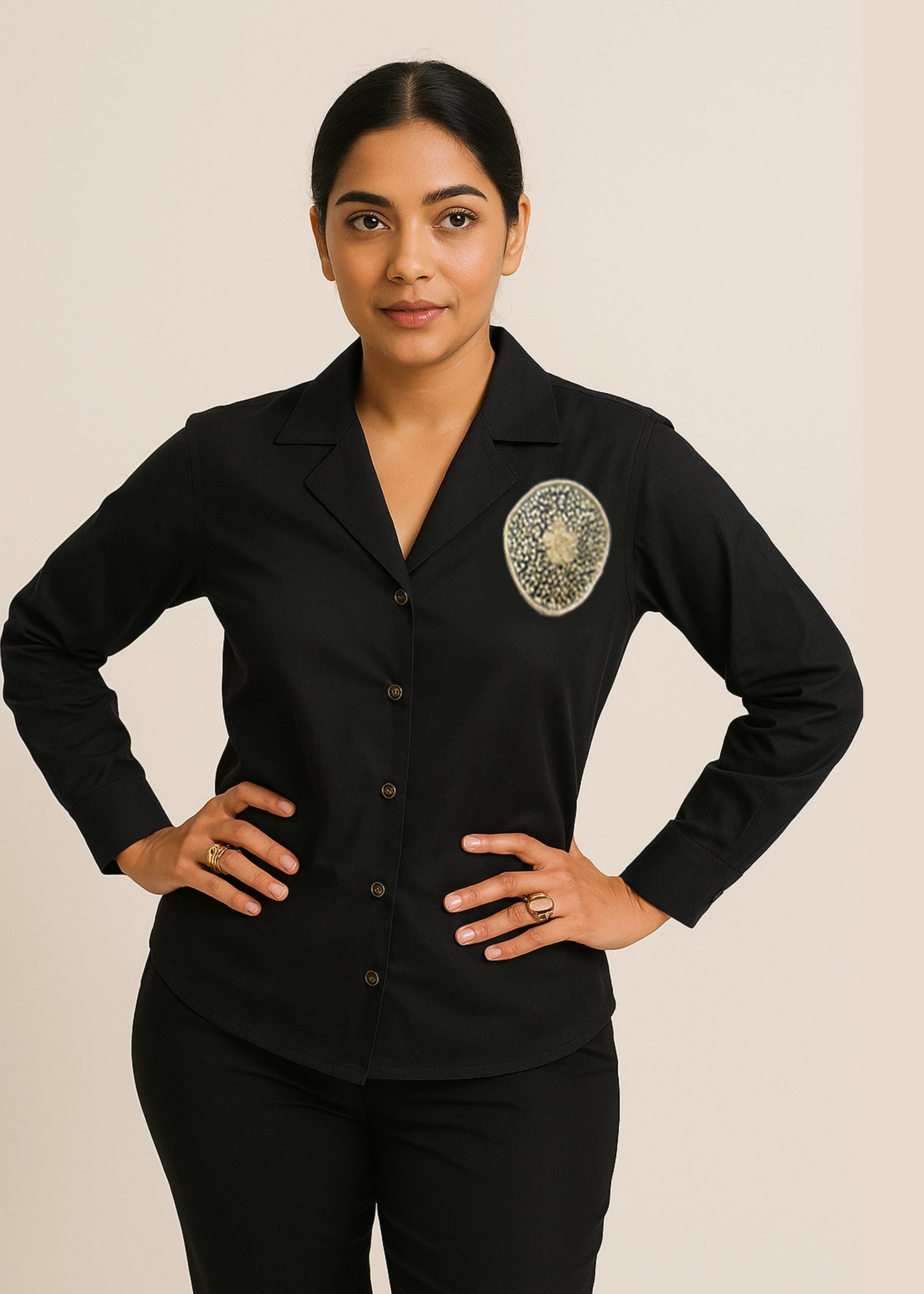 Gold Motif Hand Embroidered Shirt