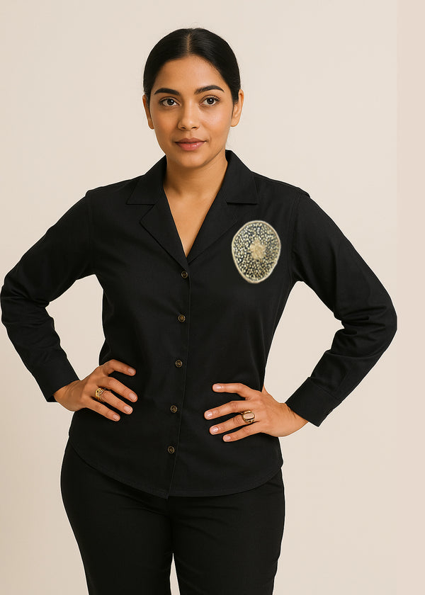 Gold Motif Hand Embroidered Shirt