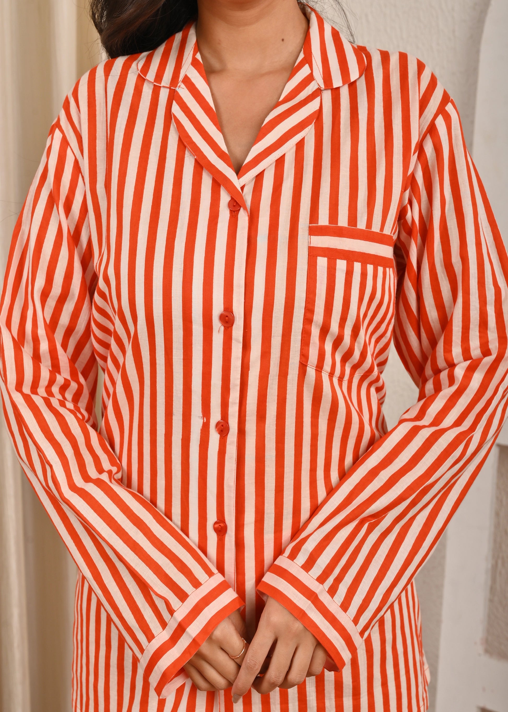 Orange & White Striped Co-ord Set