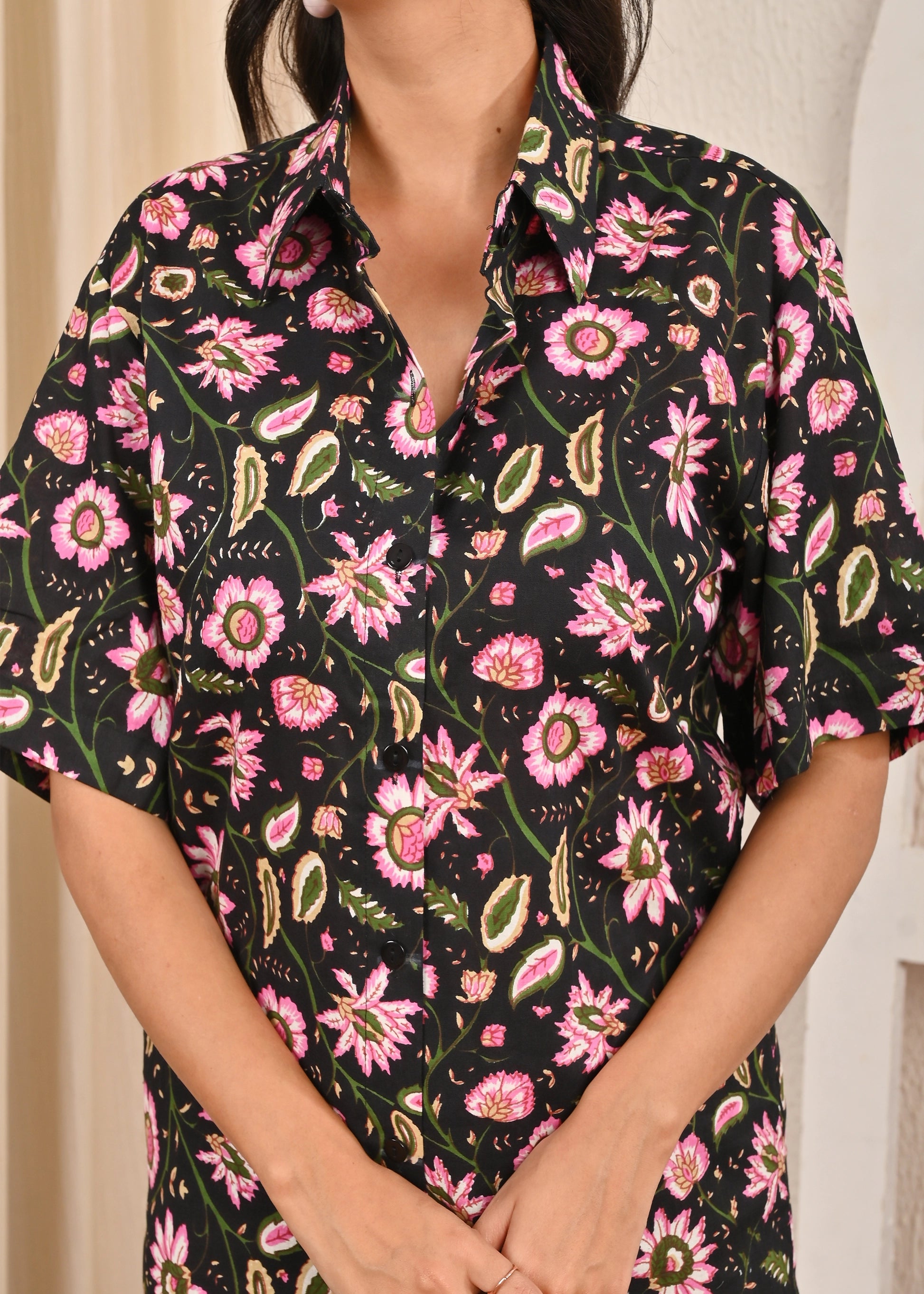 Black Floral Cotton Co-Ord Set