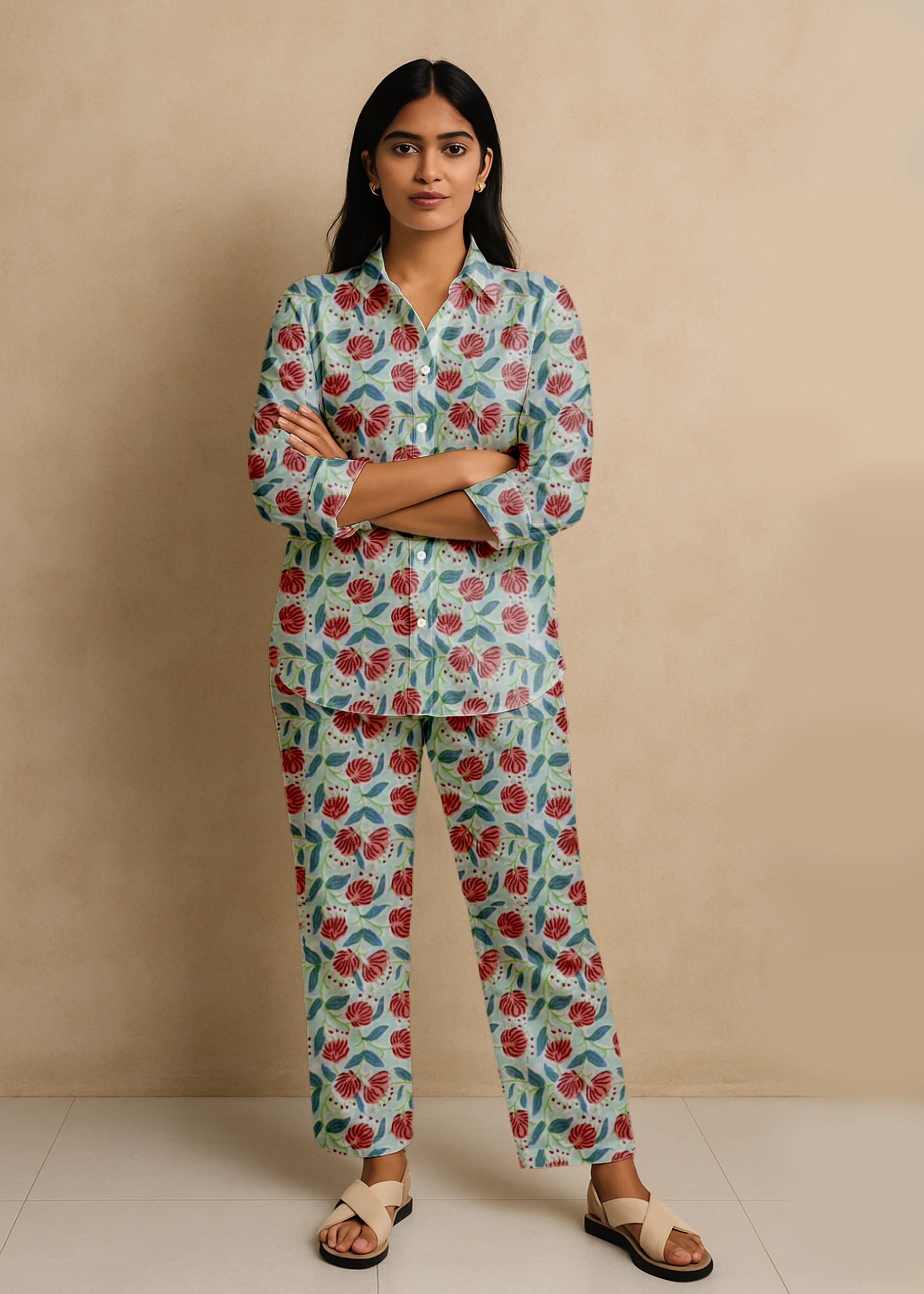Floral Printed Cotton Flex Co-Ord Set