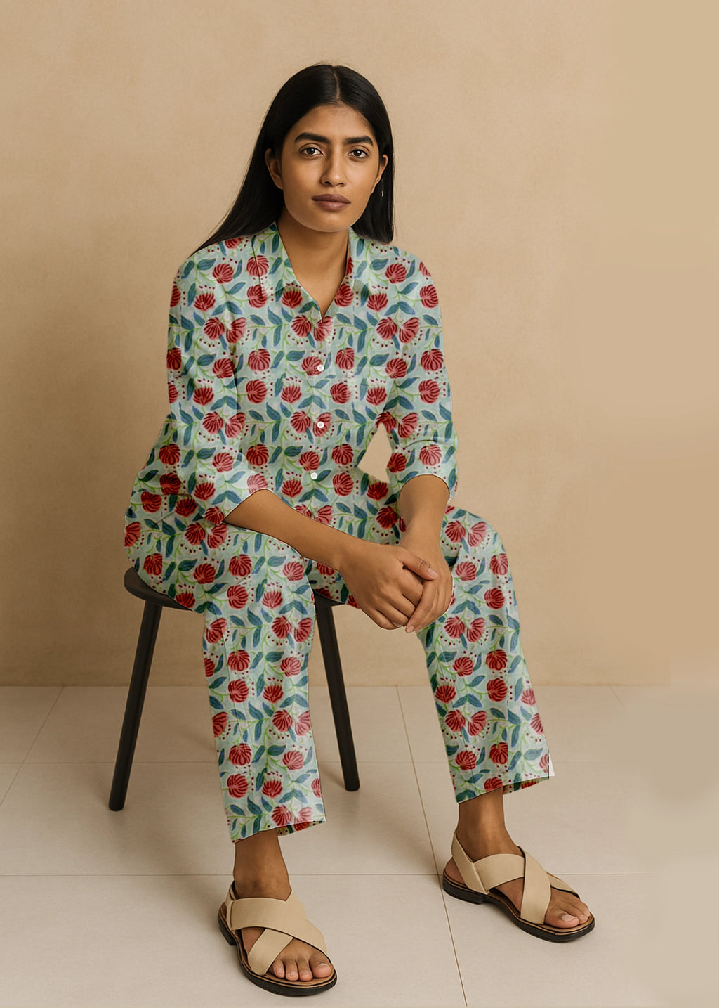 Floral Printed Cotton Flex Co-Ord Set