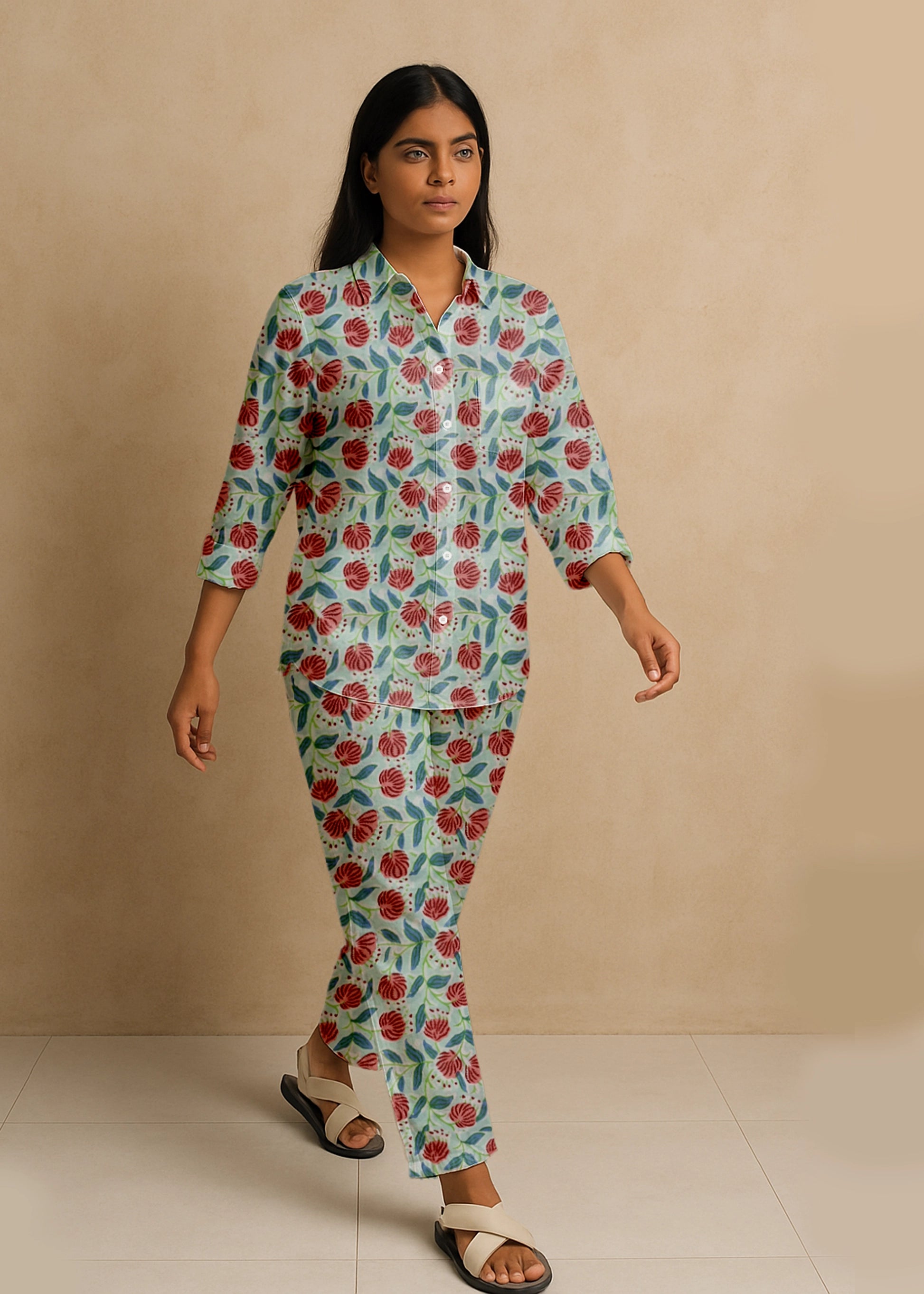 Floral Printed Cotton Flex Co-Ord Set