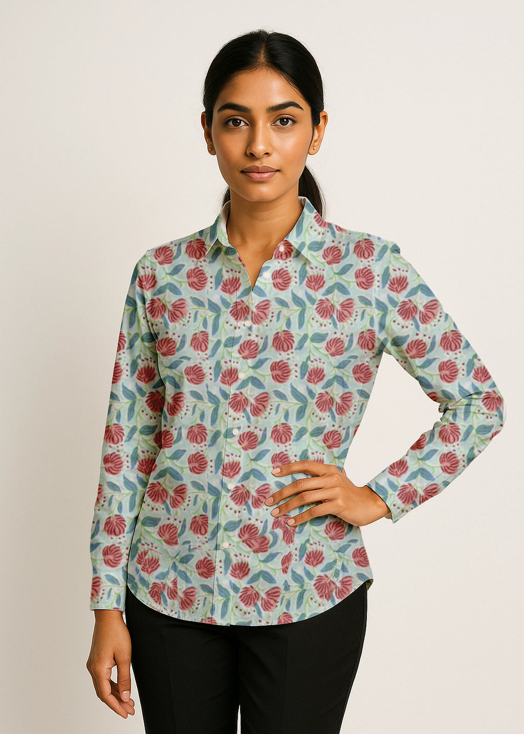 Garden Whisper Floral Cotton Shirt