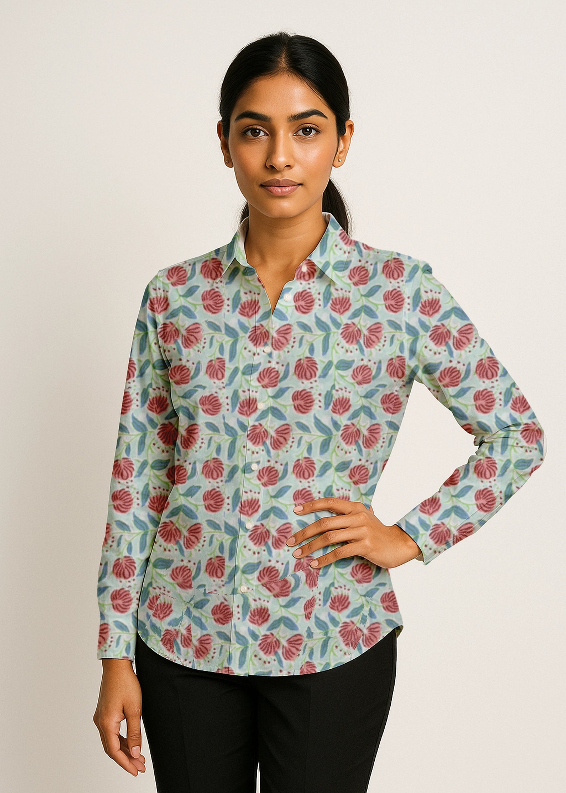 Garden Whisper Floral Cotton Shirt