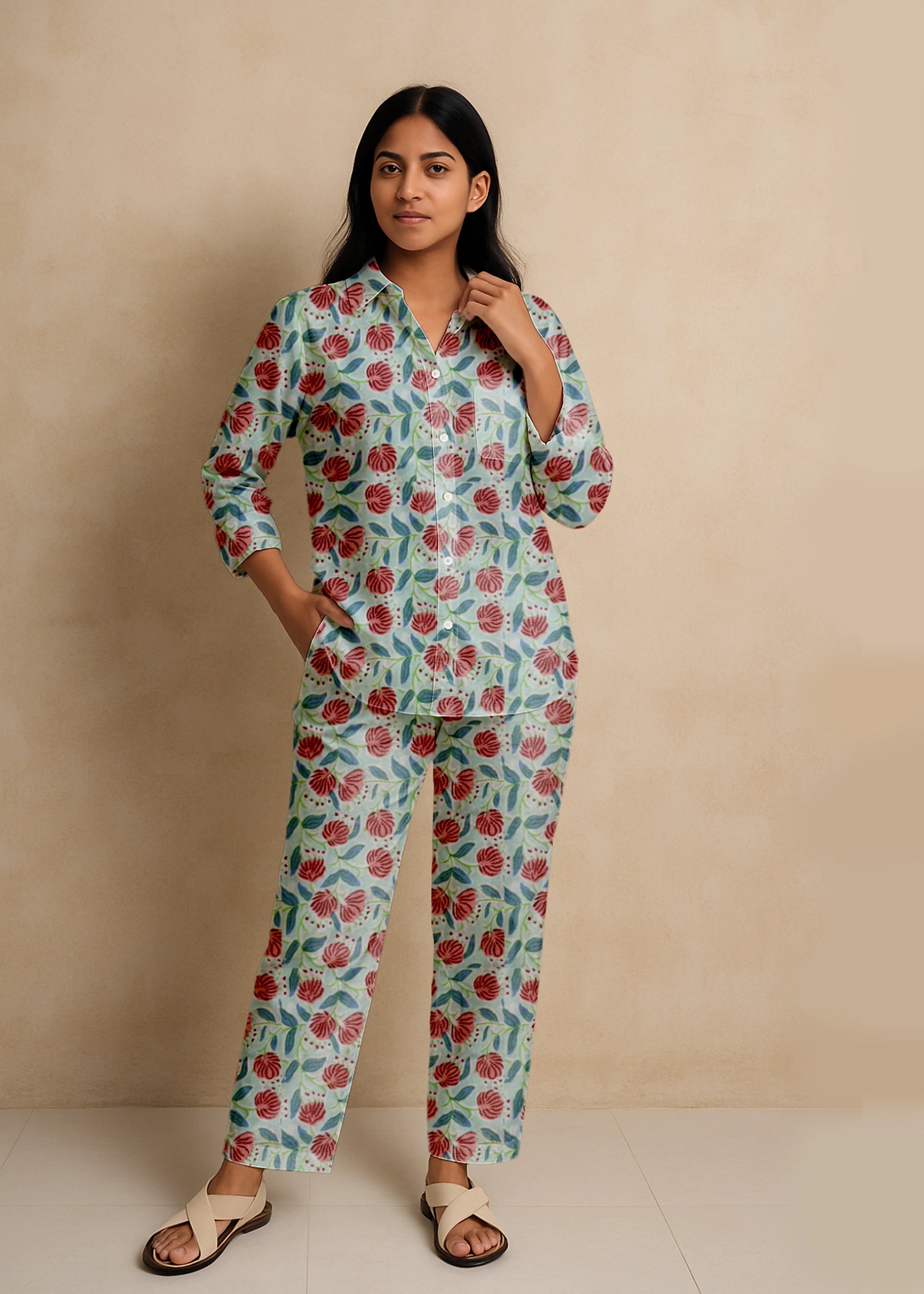 Floral Printed Cotton Flex Co-Ord Set