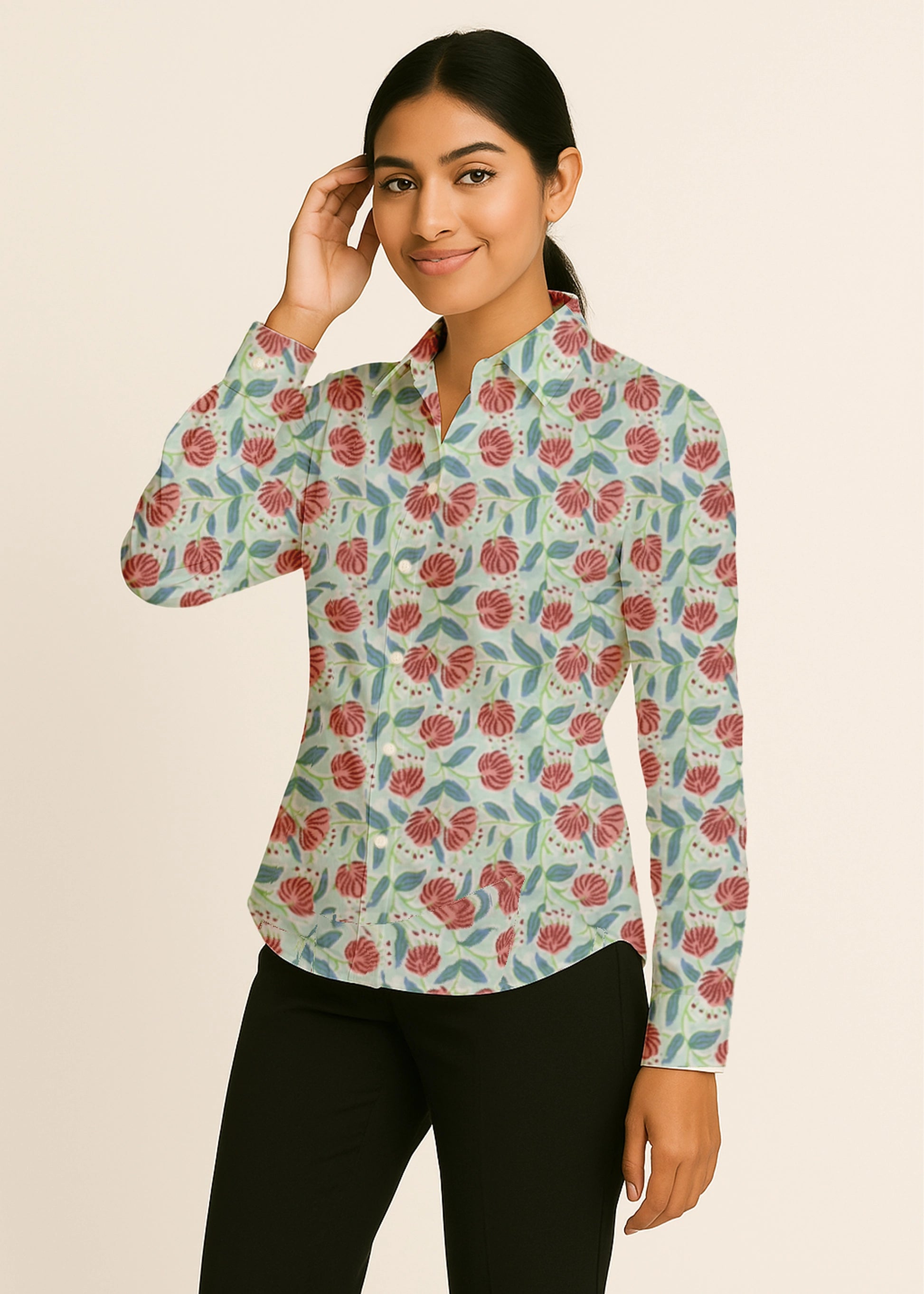 Garden Whisper Floral Cotton Shirt