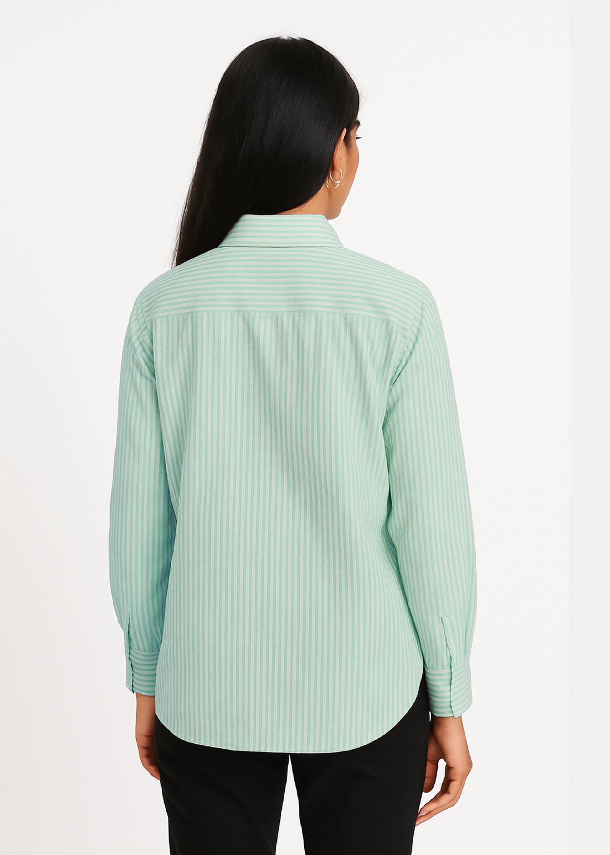 Mint green with white vertical stripes Shirt