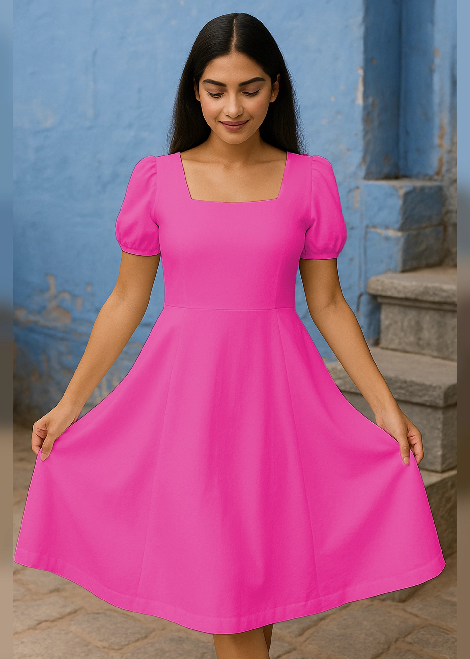 Candy Pop Charm Pink Midi Dress
