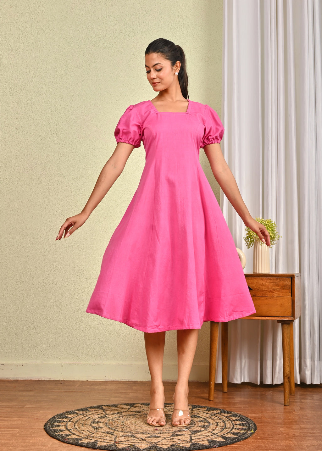 Candy Pop Charm Pink Midi Dress