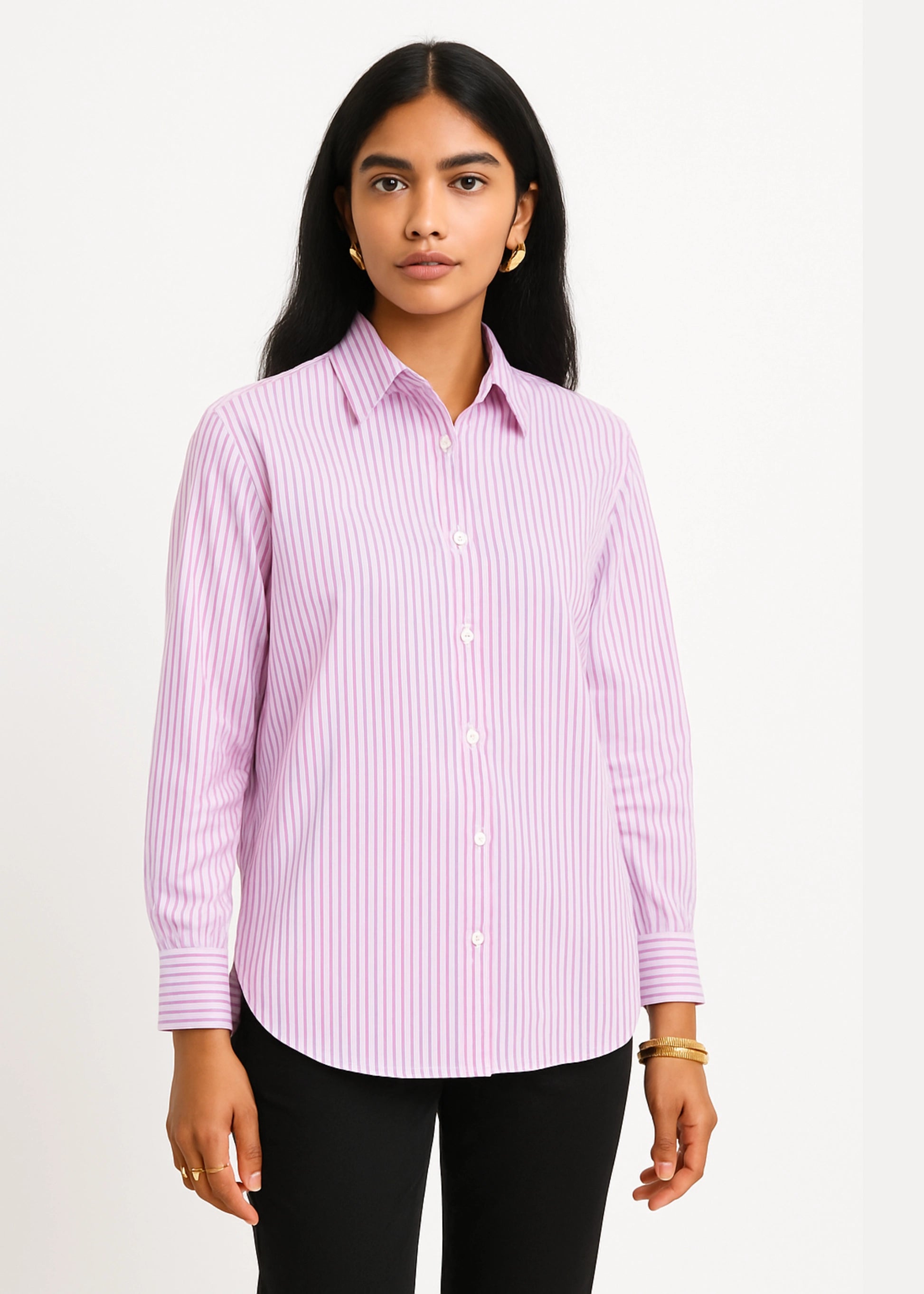 Purple Vertical Stripe Cotton Shirt