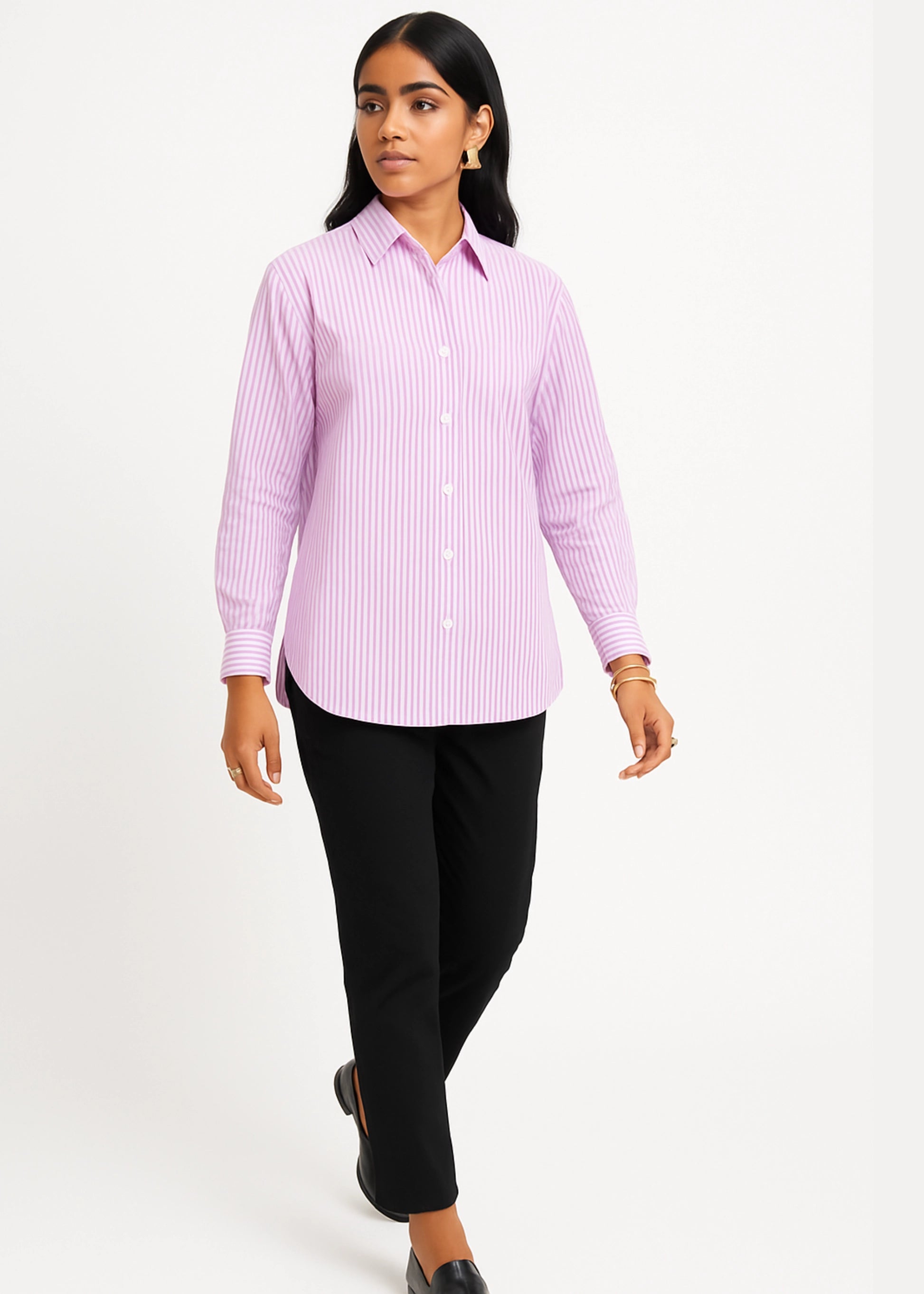 Purple Vertical Stripe Cotton Shirt