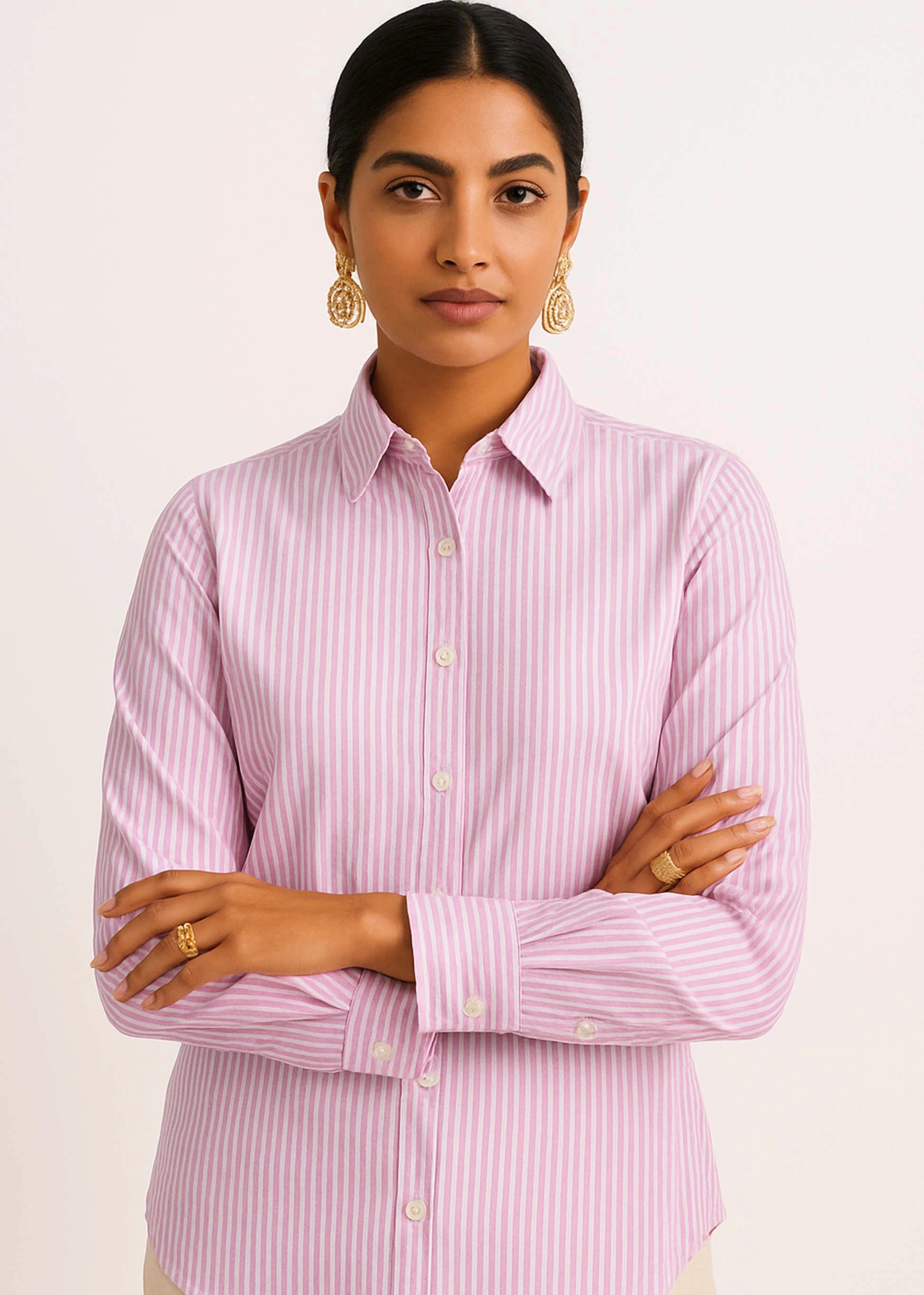 Purple Vertical Stripe Cotton Shirt