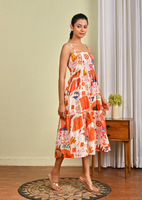 Boho Abstract Midi Dress