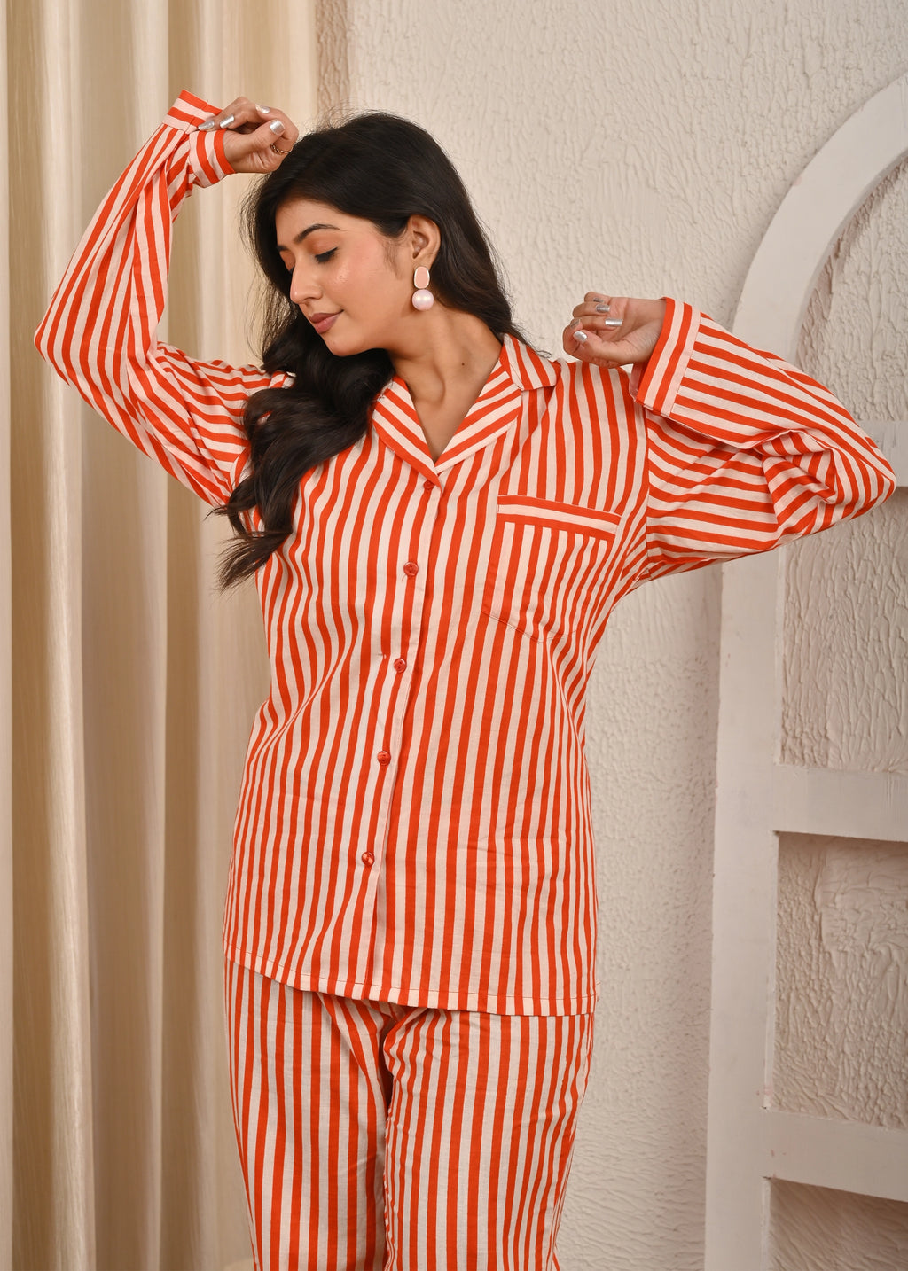 Orange & White Striped Co-ord Set