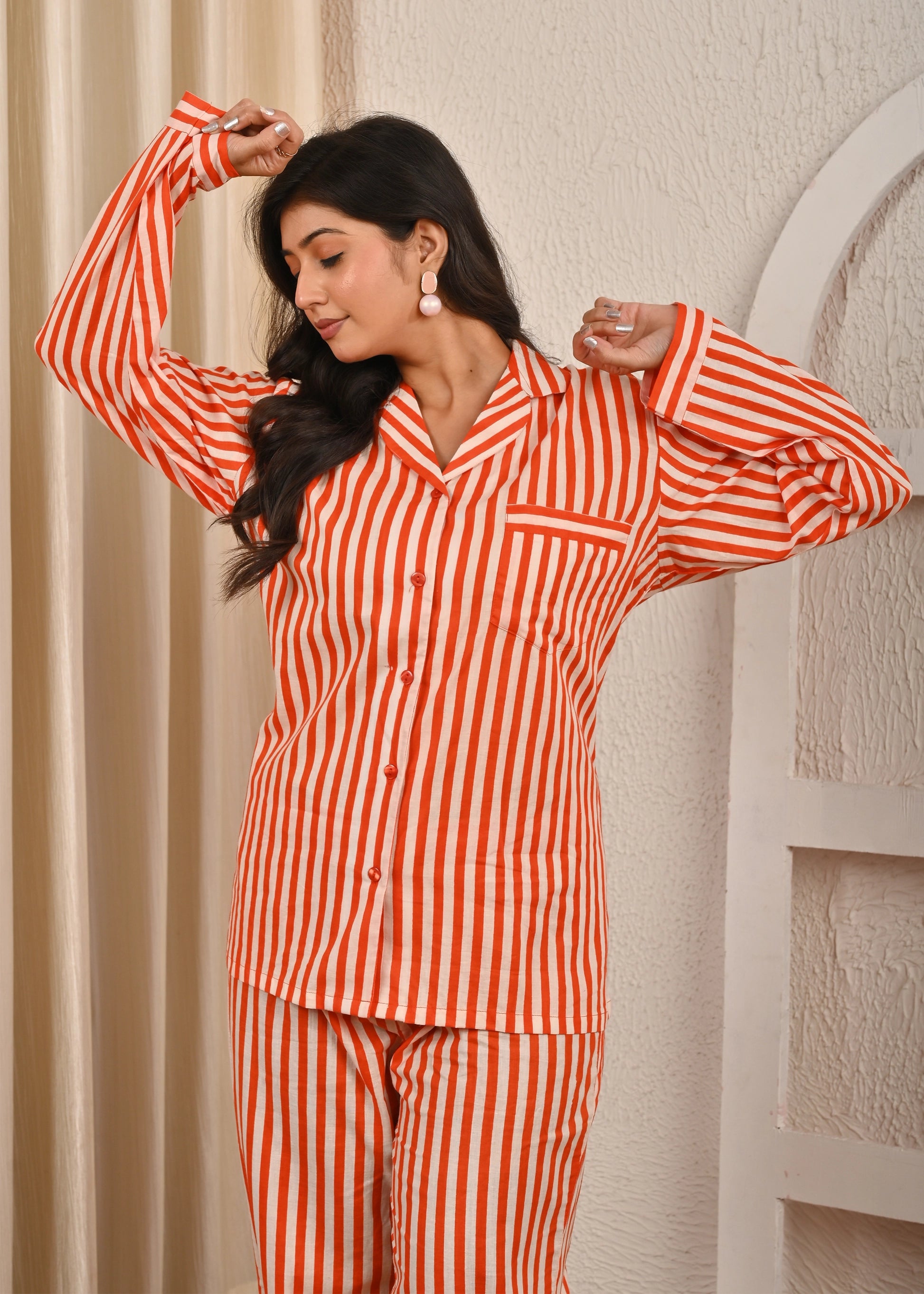 Orange & White Striped Co-ord Set