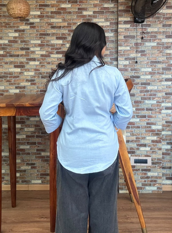 Pastel Blue Wrap Top