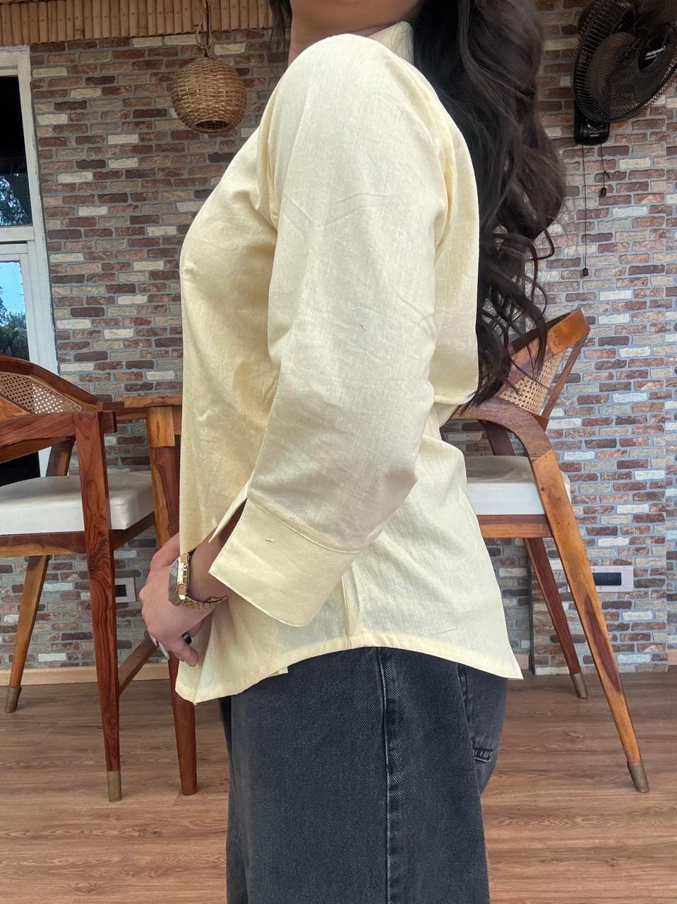 Butter Yellow Wrap Top