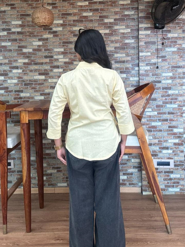 Butter Yellow Wrap Top