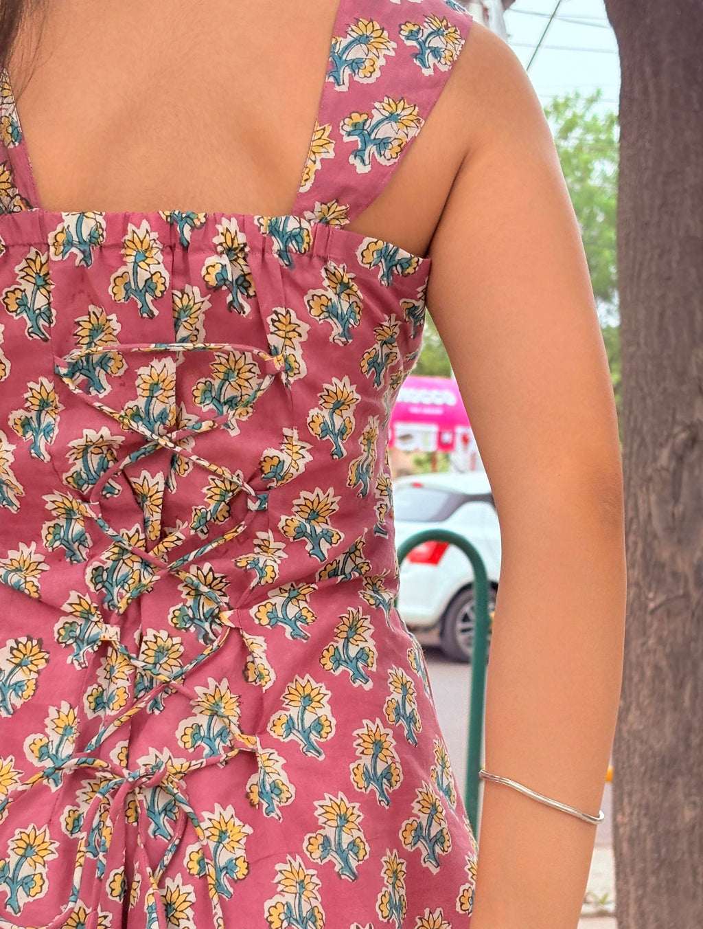 Mauve Orchid Block Print Cotton Short Kurti
