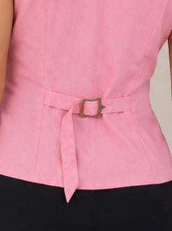 Women's Solid Tailored V-Neck Pink Waistcoat