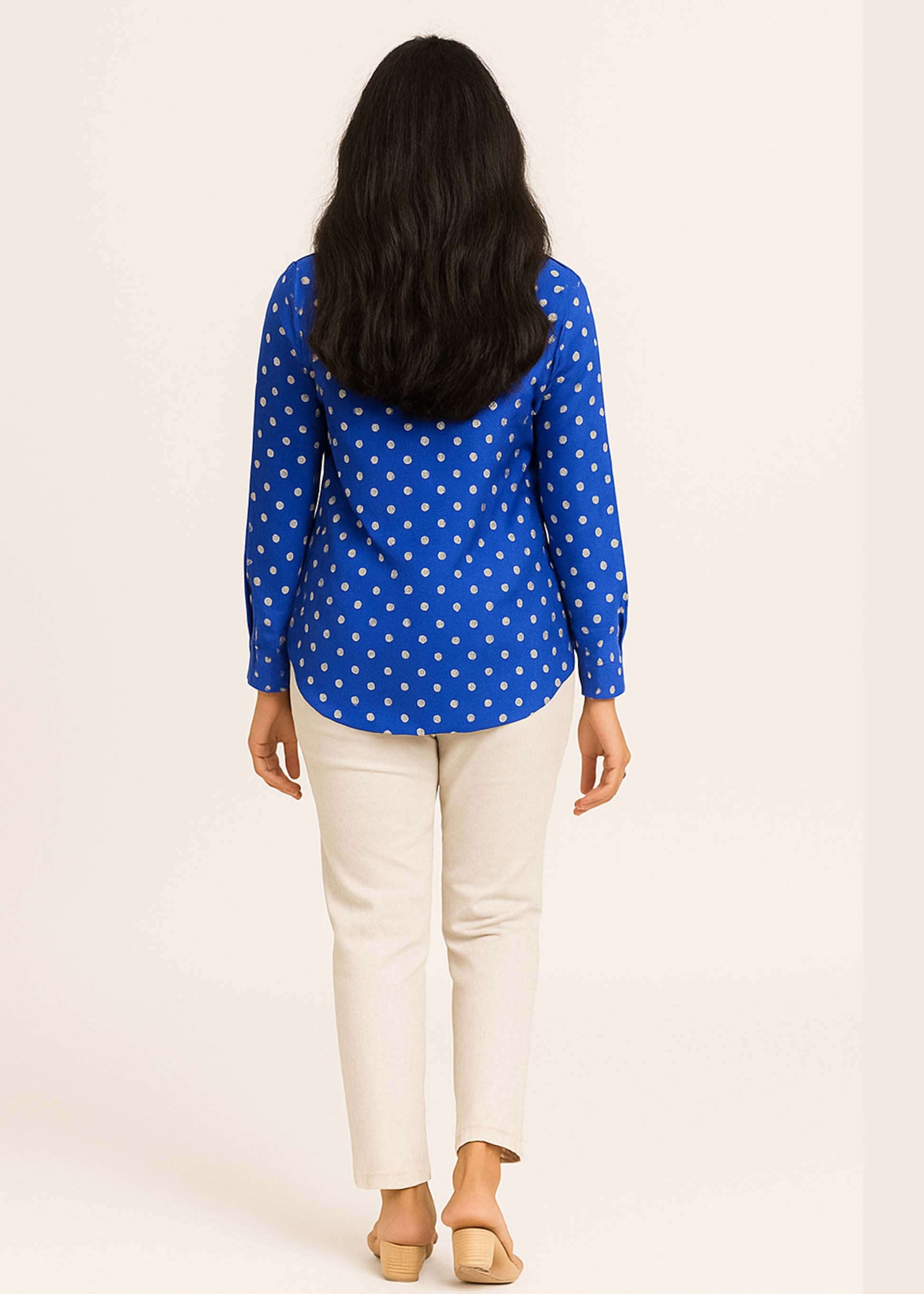 Blue Polka Dot Cotton Shirt