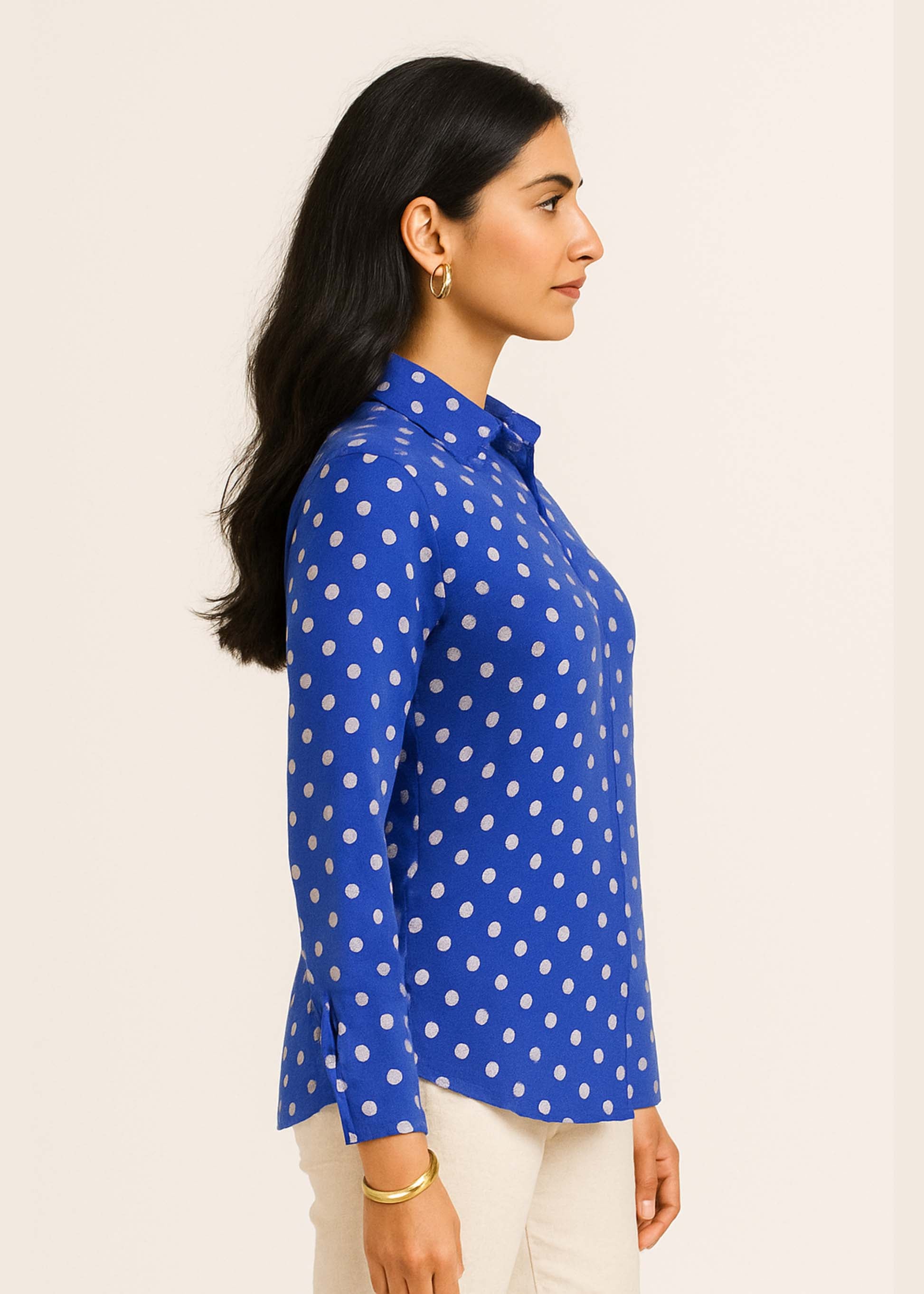 Blue Polka Dot Cotton Shirt