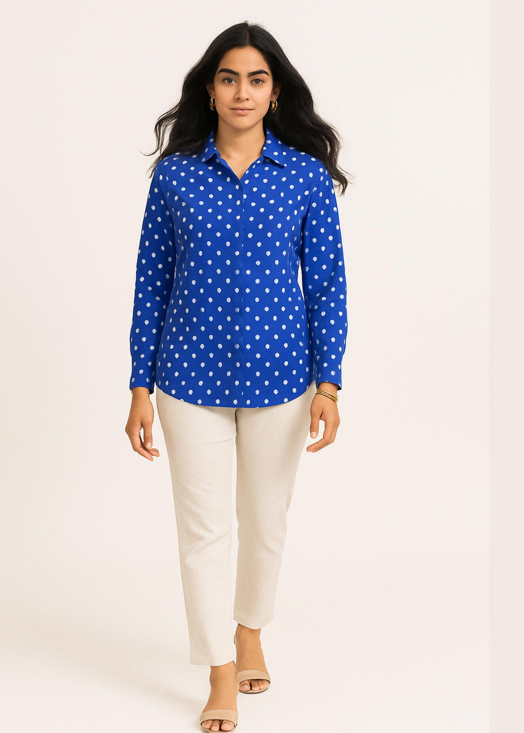 Blue Polka Dot Cotton Shirt
