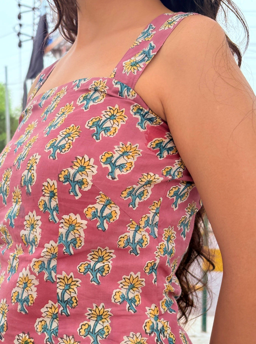 Mauve Orchid Block Print Cotton Short Kurti