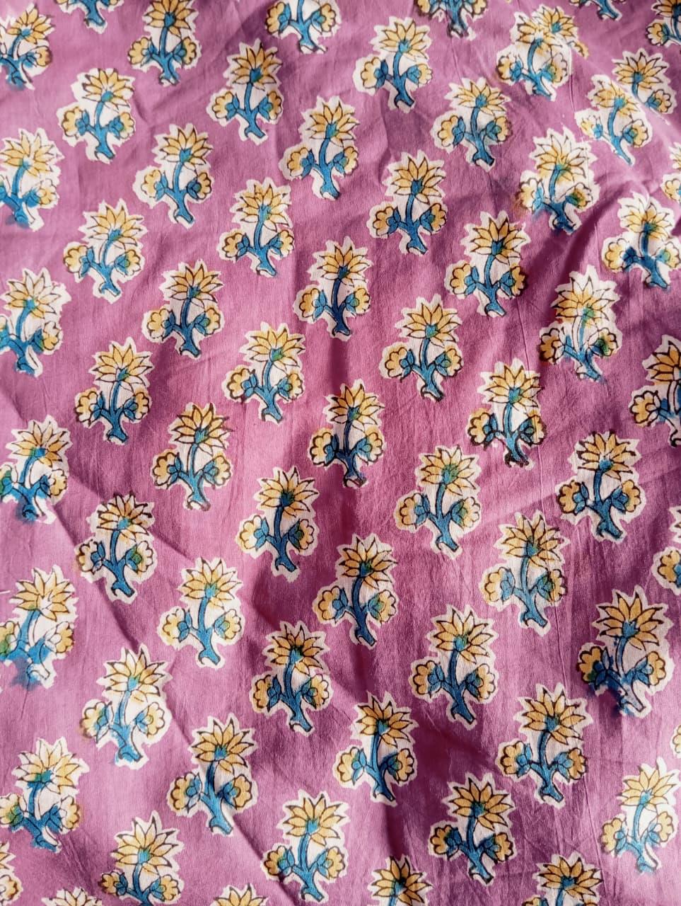 Mauve Orchid Block Print Cotton Short Kurti