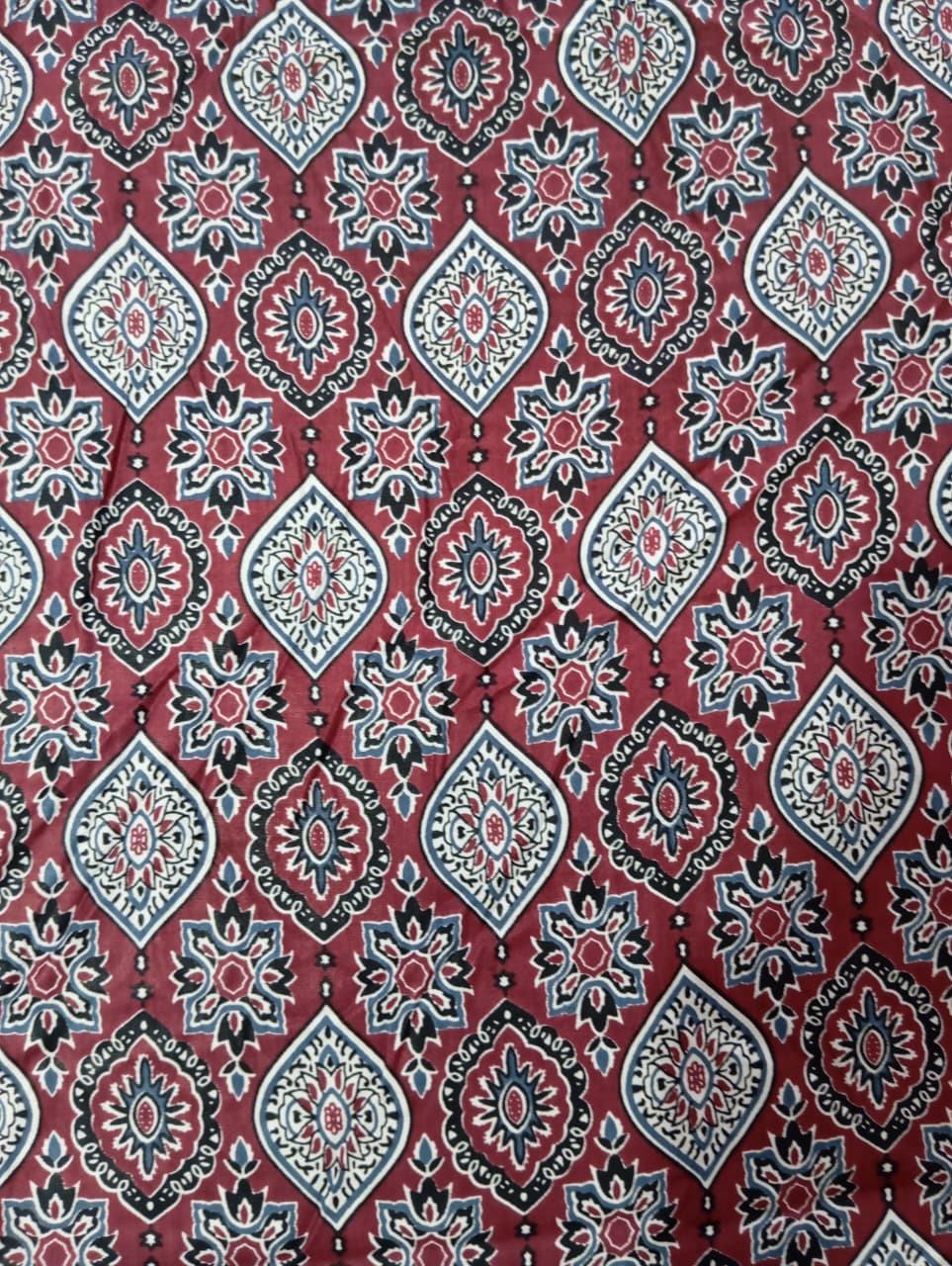 Maroon Ajrakh Halter Neck Short Kurti