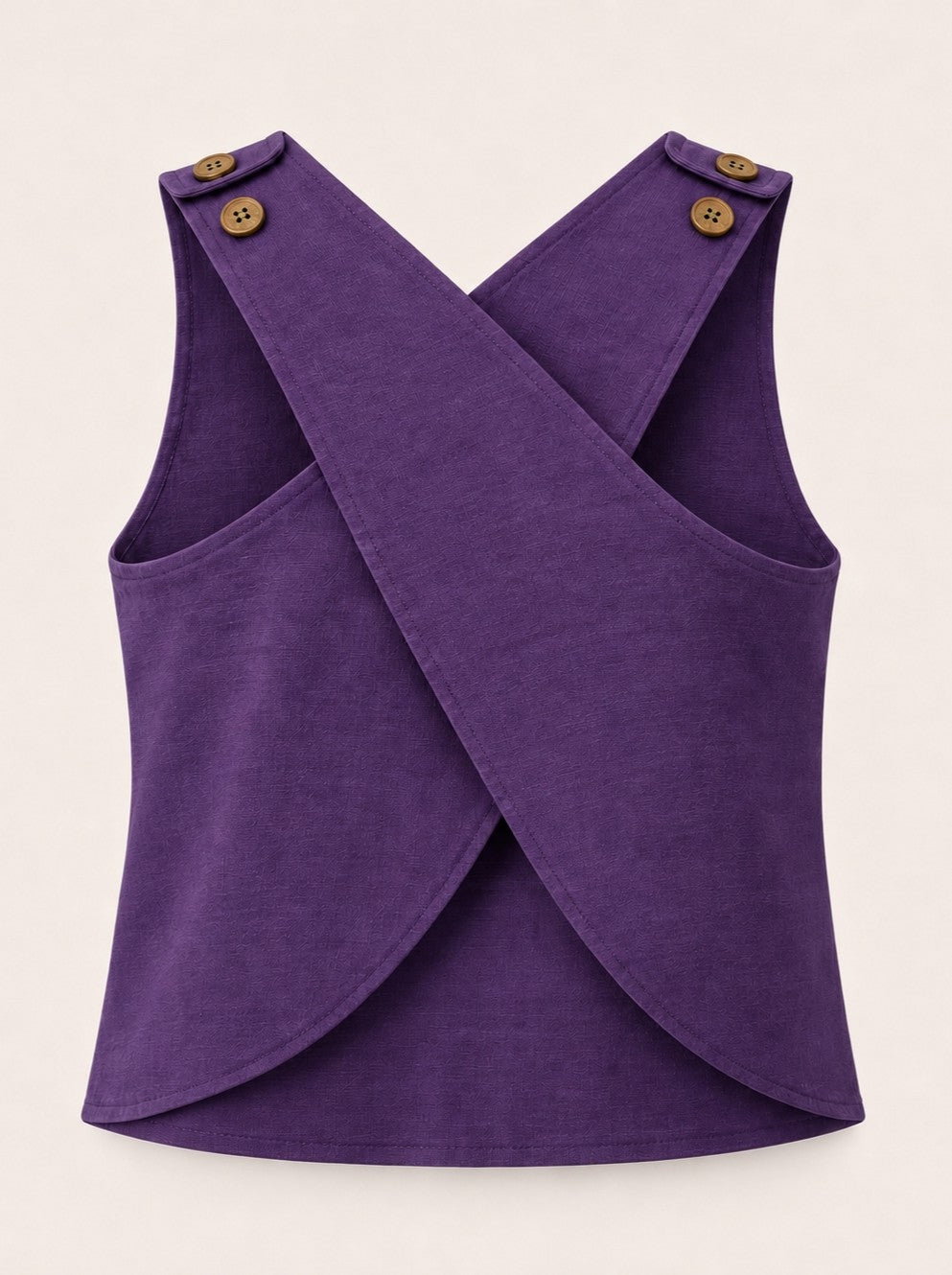 Women Cross Back Purple Cotton Top
