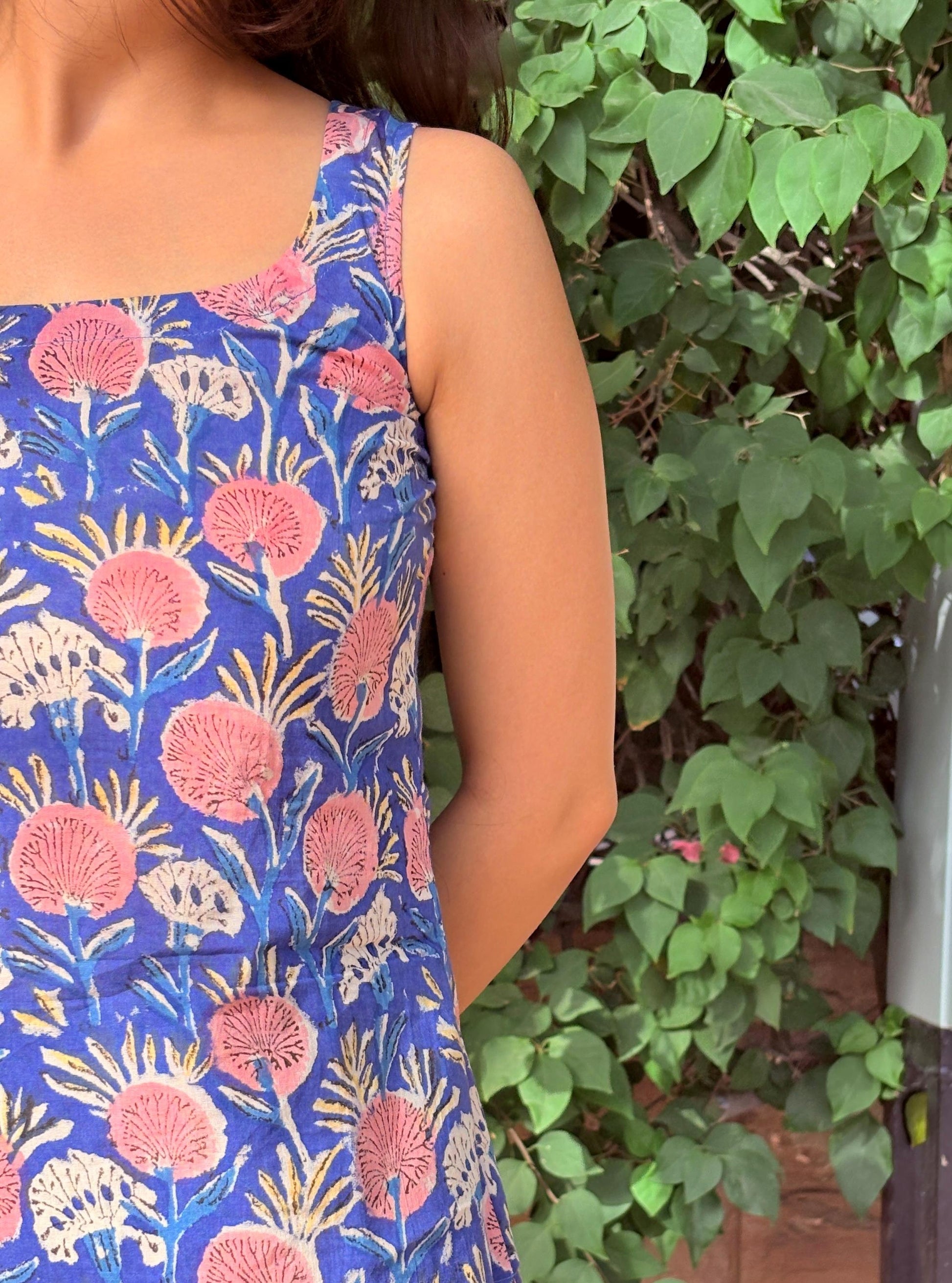 NeelKali Floral Block Premium Cotton Kurti
