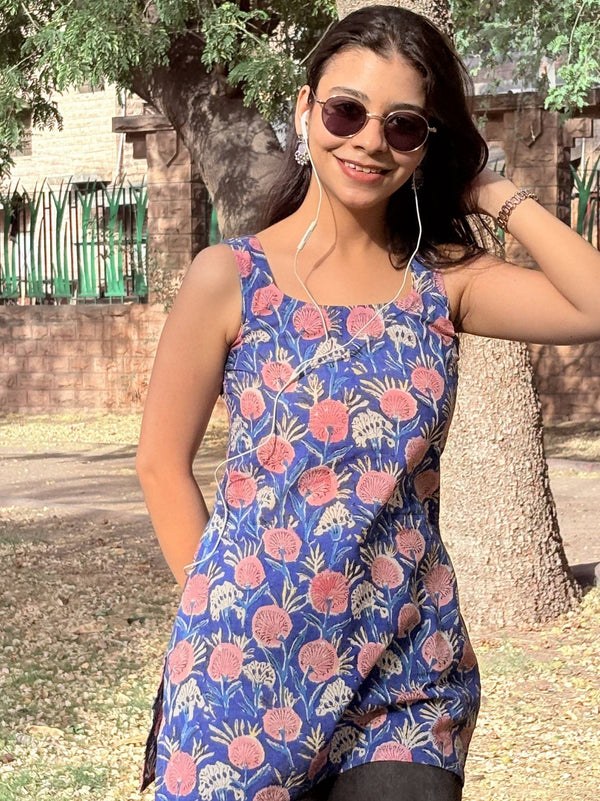 NeelKali Floral Block Premium Cotton Kurti
