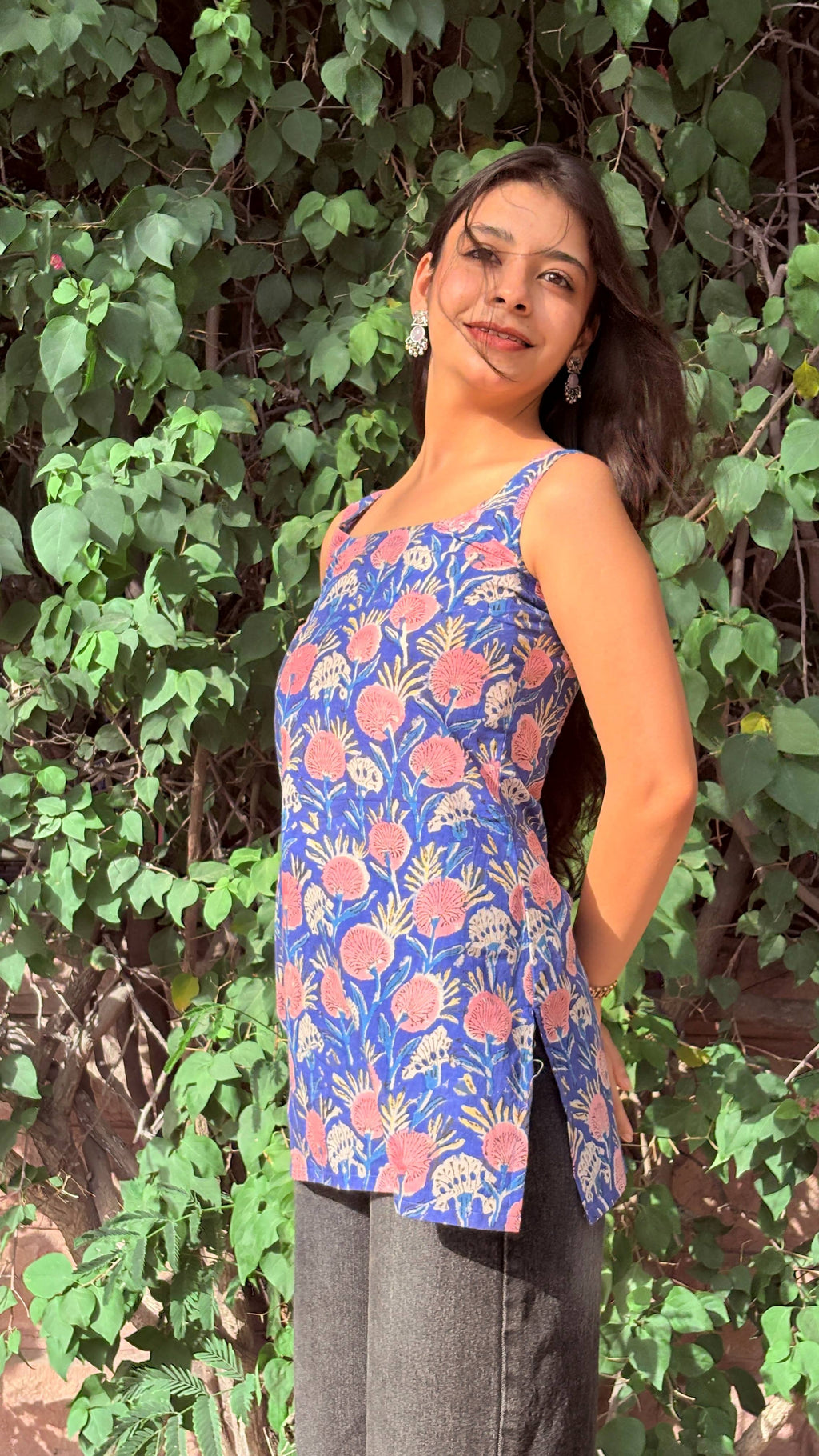 NeelKali Floral Block Premium Cotton Kurti