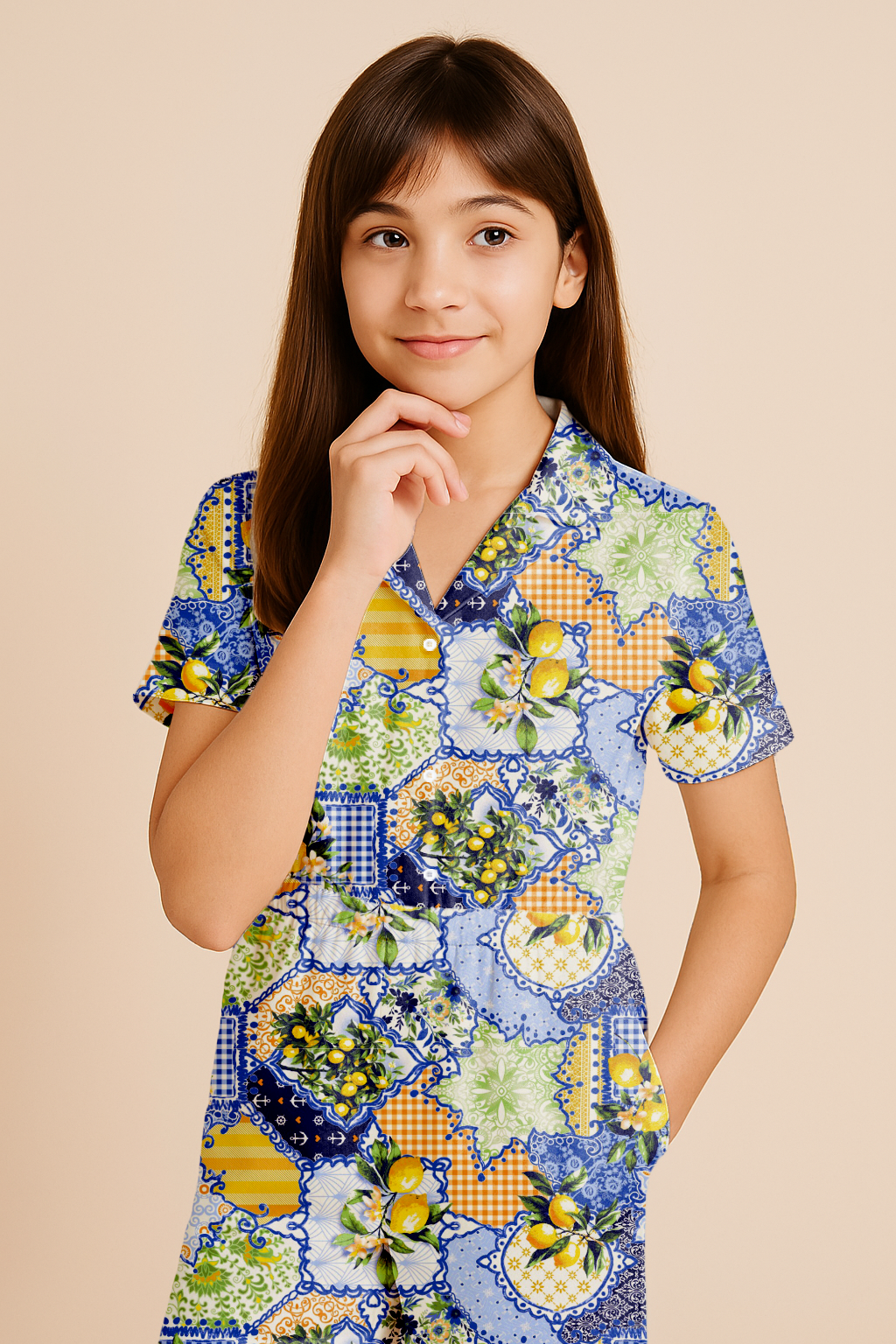 Lemon Patchwork Romper