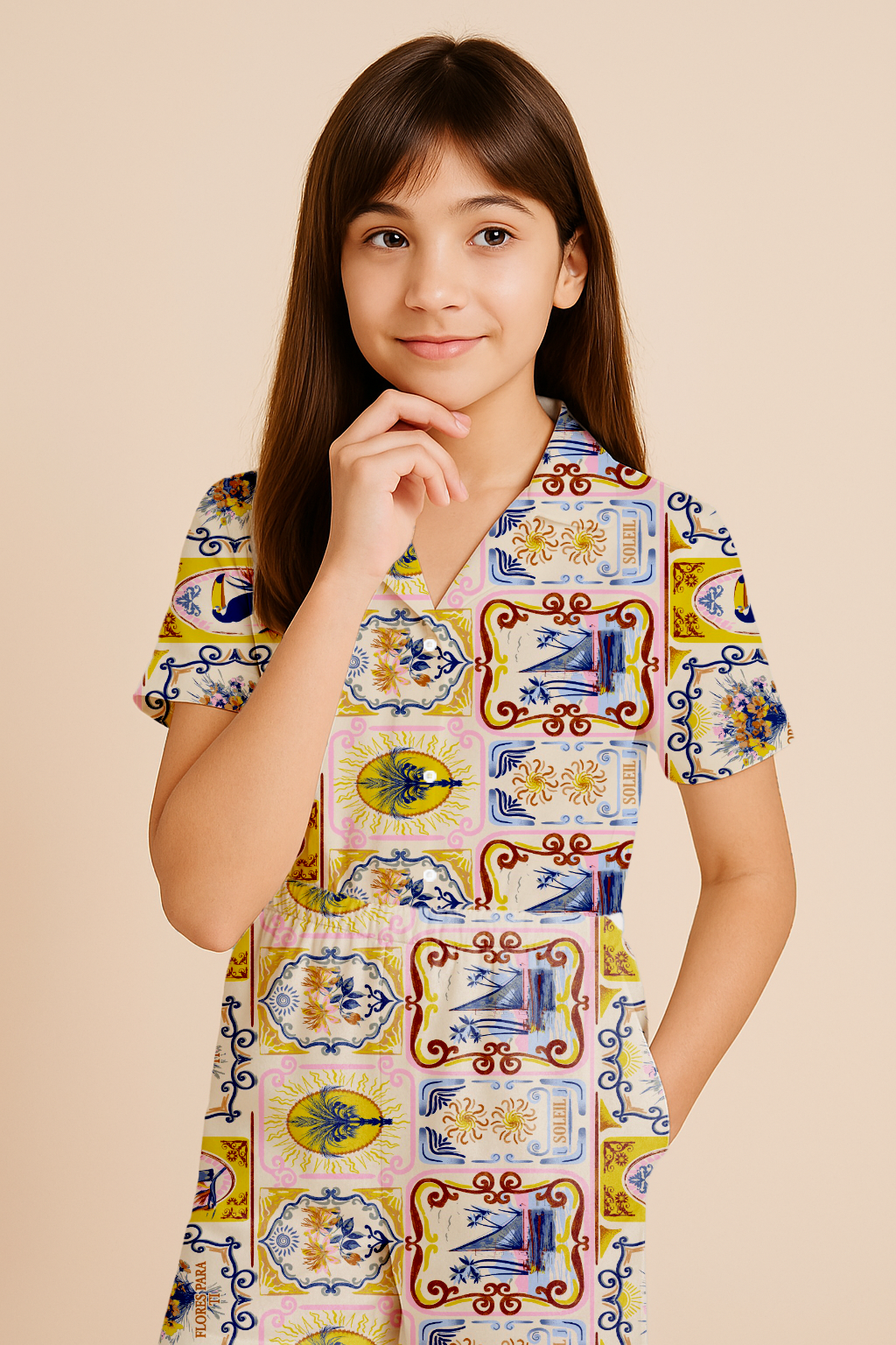Tile Print Romper