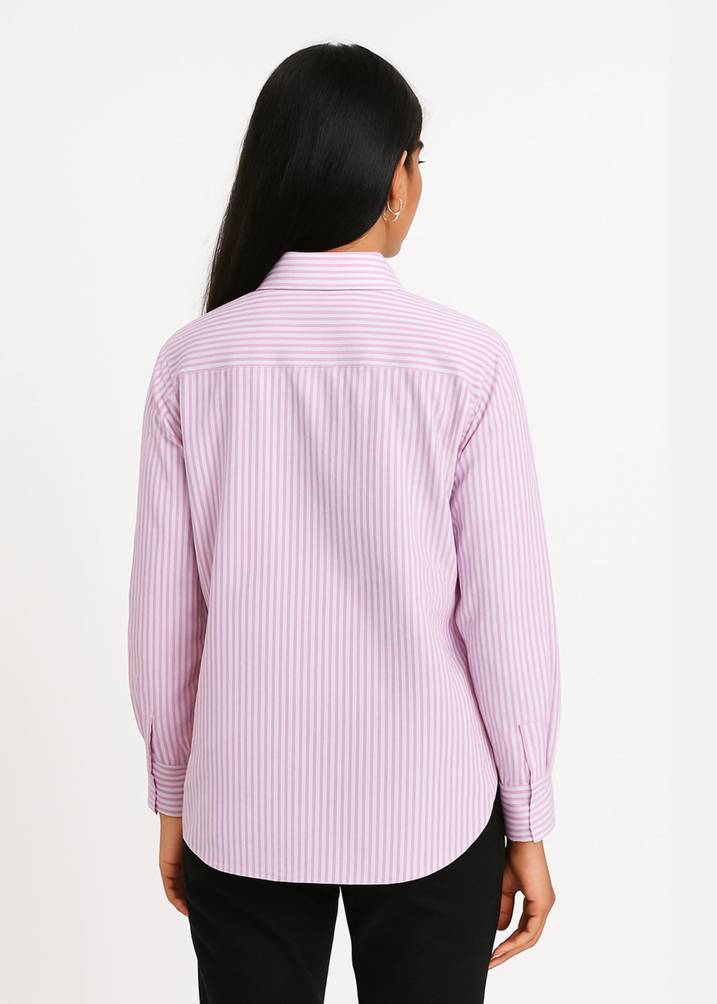Purple Vertical Stripe Cotton Shirt