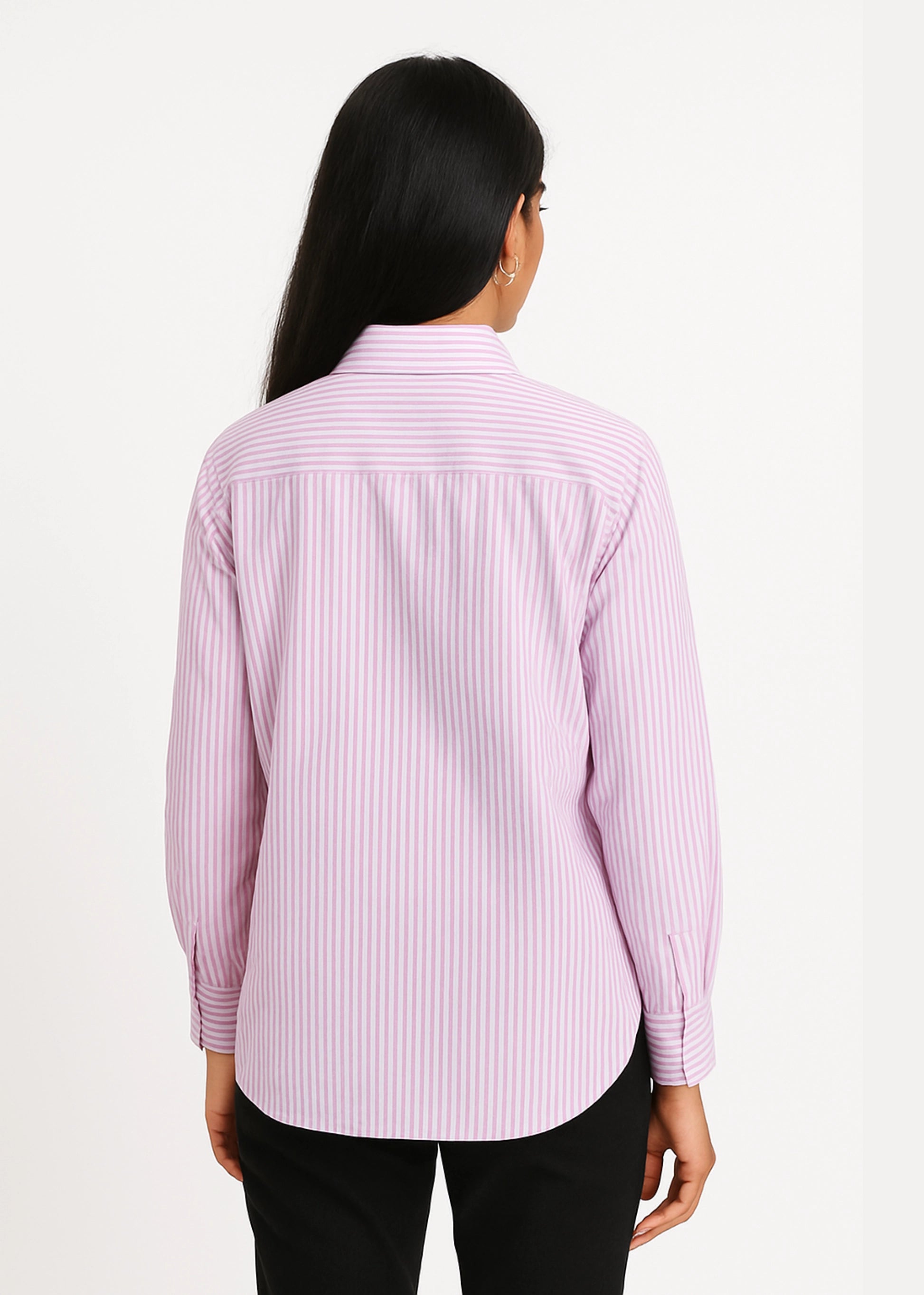 Purple Vertical Stripe Cotton Shirt