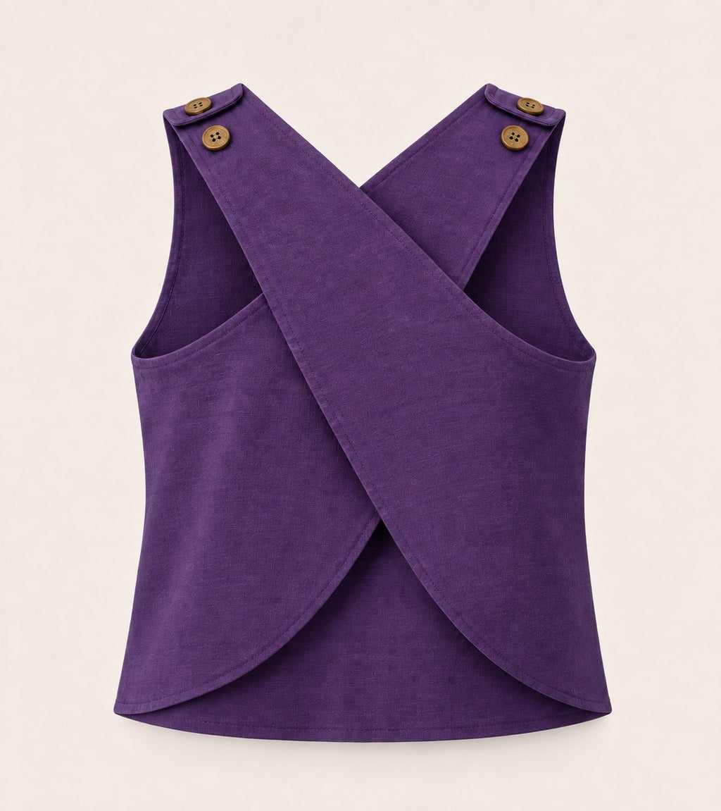 Purple Cotton Cross Back top and Bottom Set