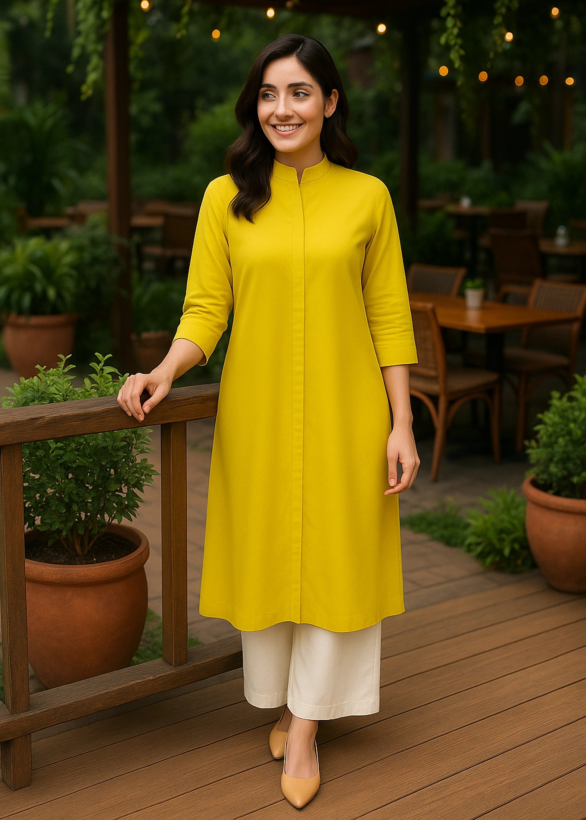 Mustard Yellow Straight Kurti