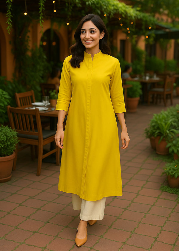 Mustard Yellow Straight Kurti